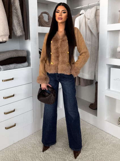 Hnedý elegantný krátky kabátik FYRELIA