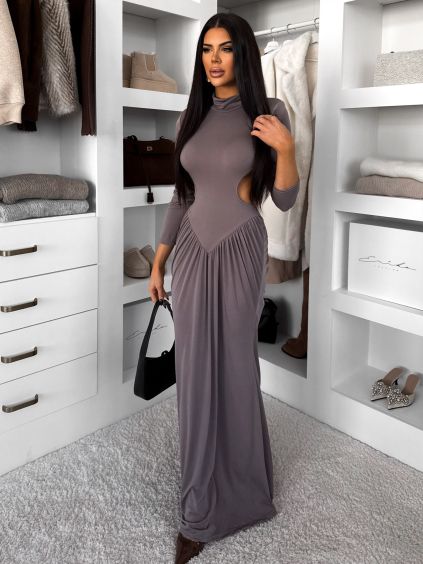137469 sede spolecenske dlouhe saty evanie s prustrihy