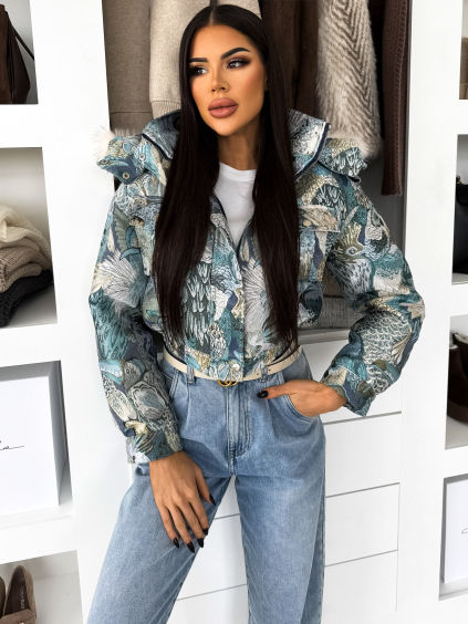 Modrá krátká prošívaná stylová bunda BOLDY (Veľkosť M/L)