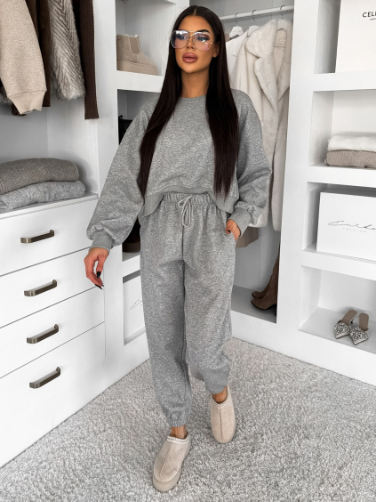 Sivá basic tepláková bavlnená súprava FRALUNE