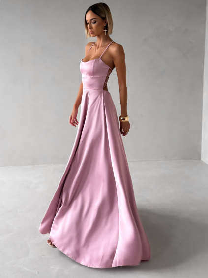 Staroružové dlhé plesové šaty CELLINES so šnurovaním