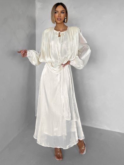 Krémové elegantní dlouhé šaty CHOREMI (Veľkosť M/L)