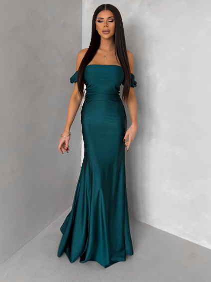 Smaragdové spoločenské plesové dlhé šaty LUNZARO