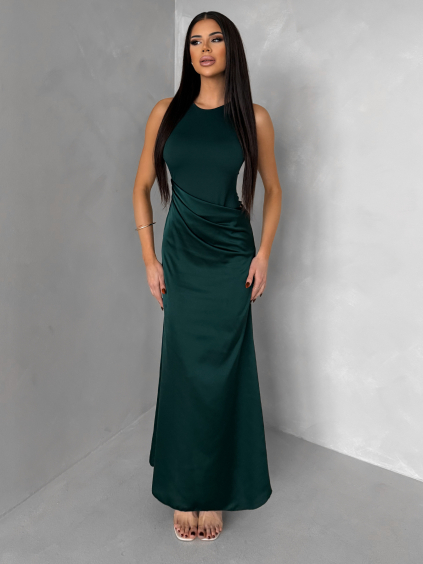 Smaragdové spoločenské šaty VEĽMORO s bodmi