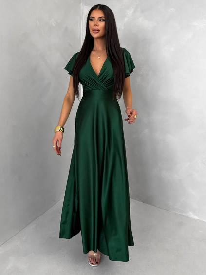 Zelené spoločenské jednoduché dlhé šaty JUNADIE