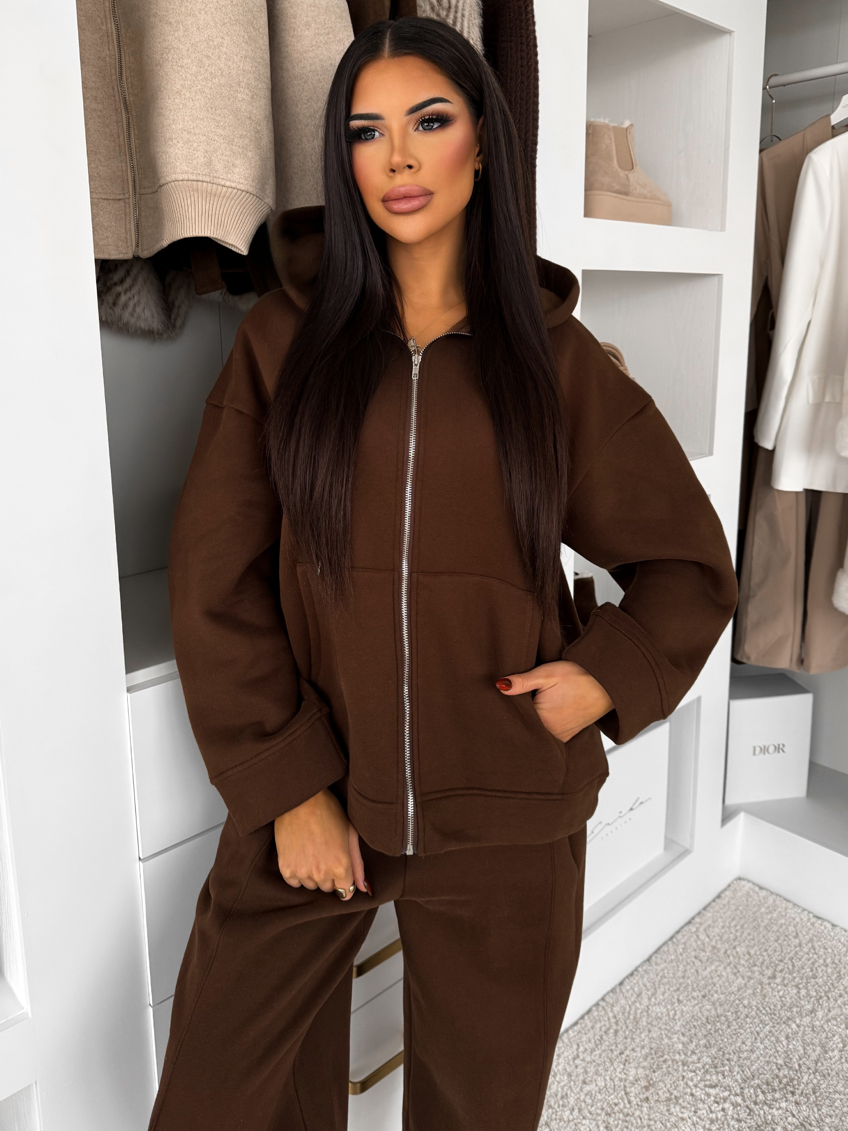 Hnedá bavlnená pohodlná oversize mikina SILKY Veľkosť: ONESIZE