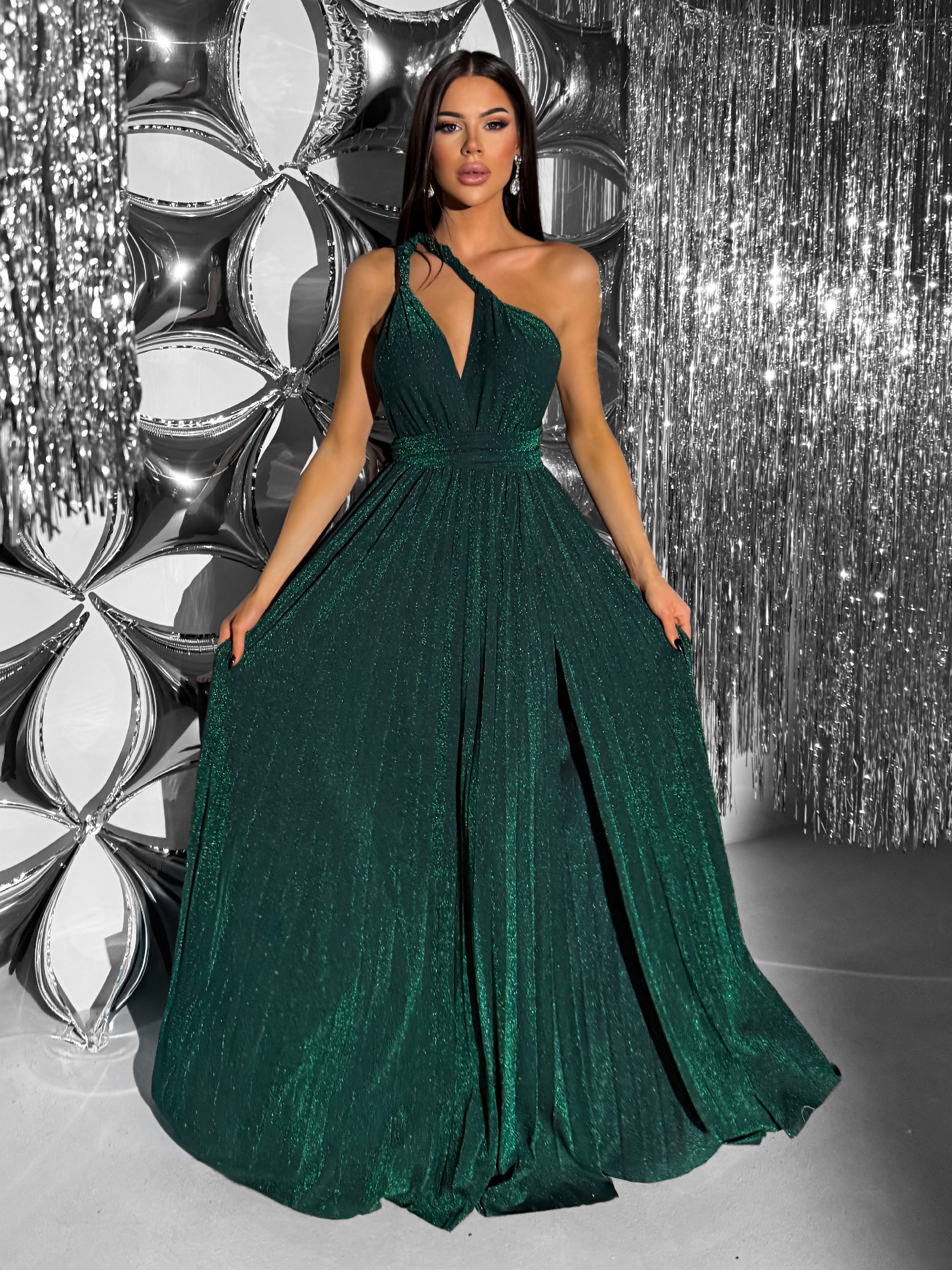 Smaragdové dlhé viazacie variabilné spoločenské šaty CUPAUCA Veľkosť: ONESIZE