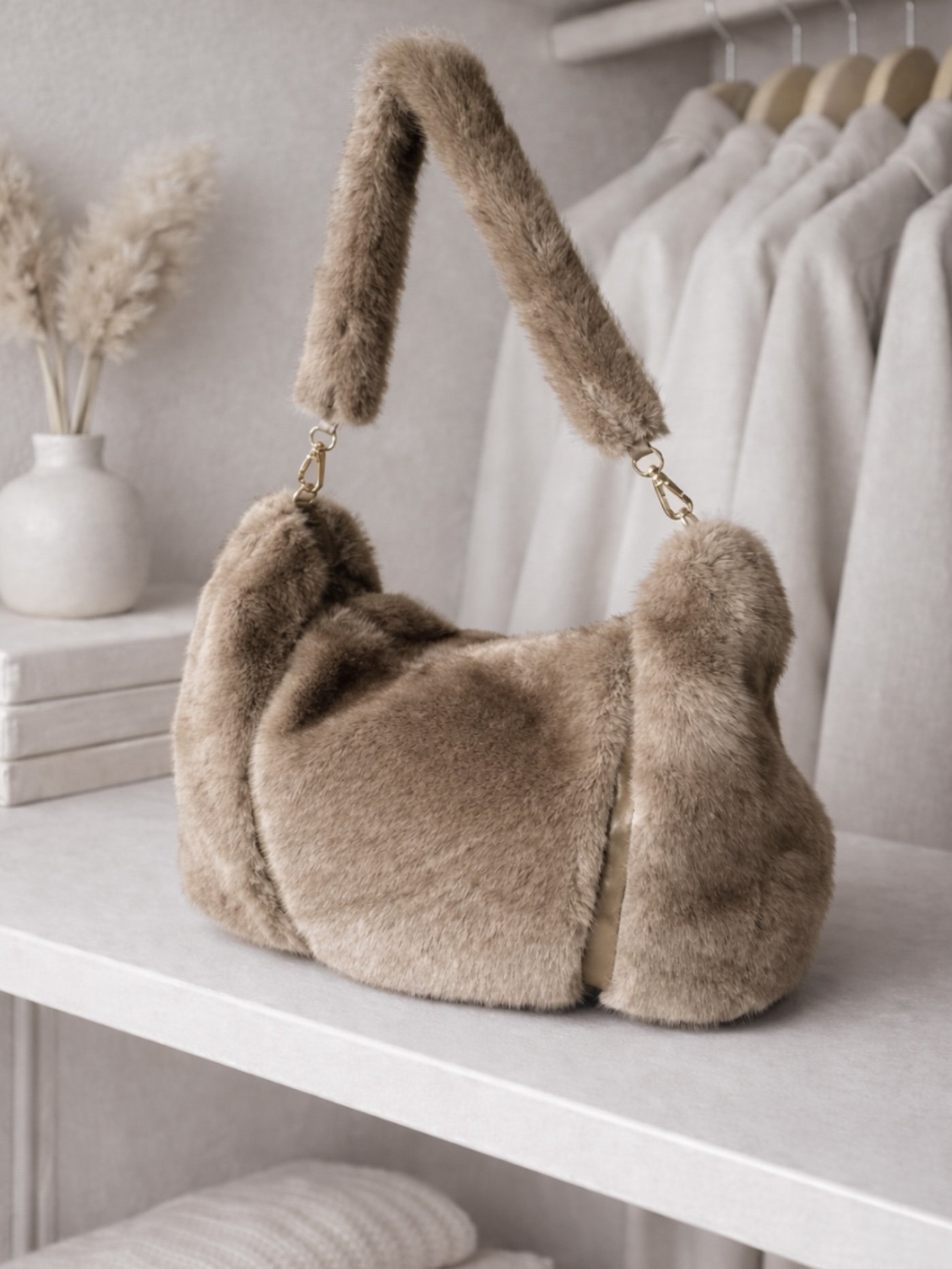 Béžová plyšová kabelka JURELIA Veľkosť: ONESIZE