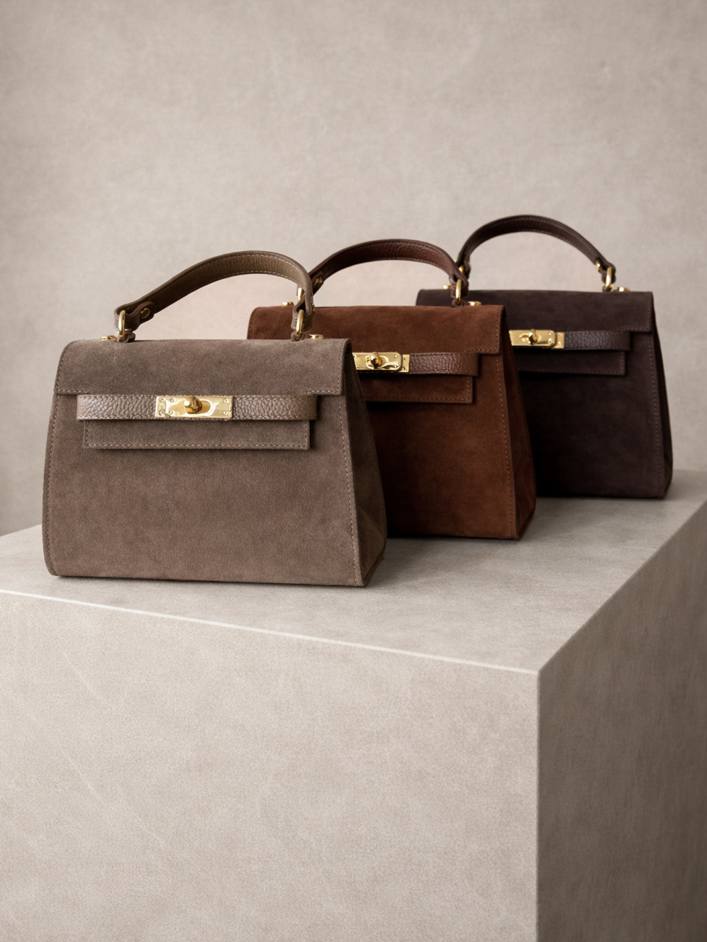 Béžová semišová kožená kabelka ZURELLY Veľkosť: ONESIZE