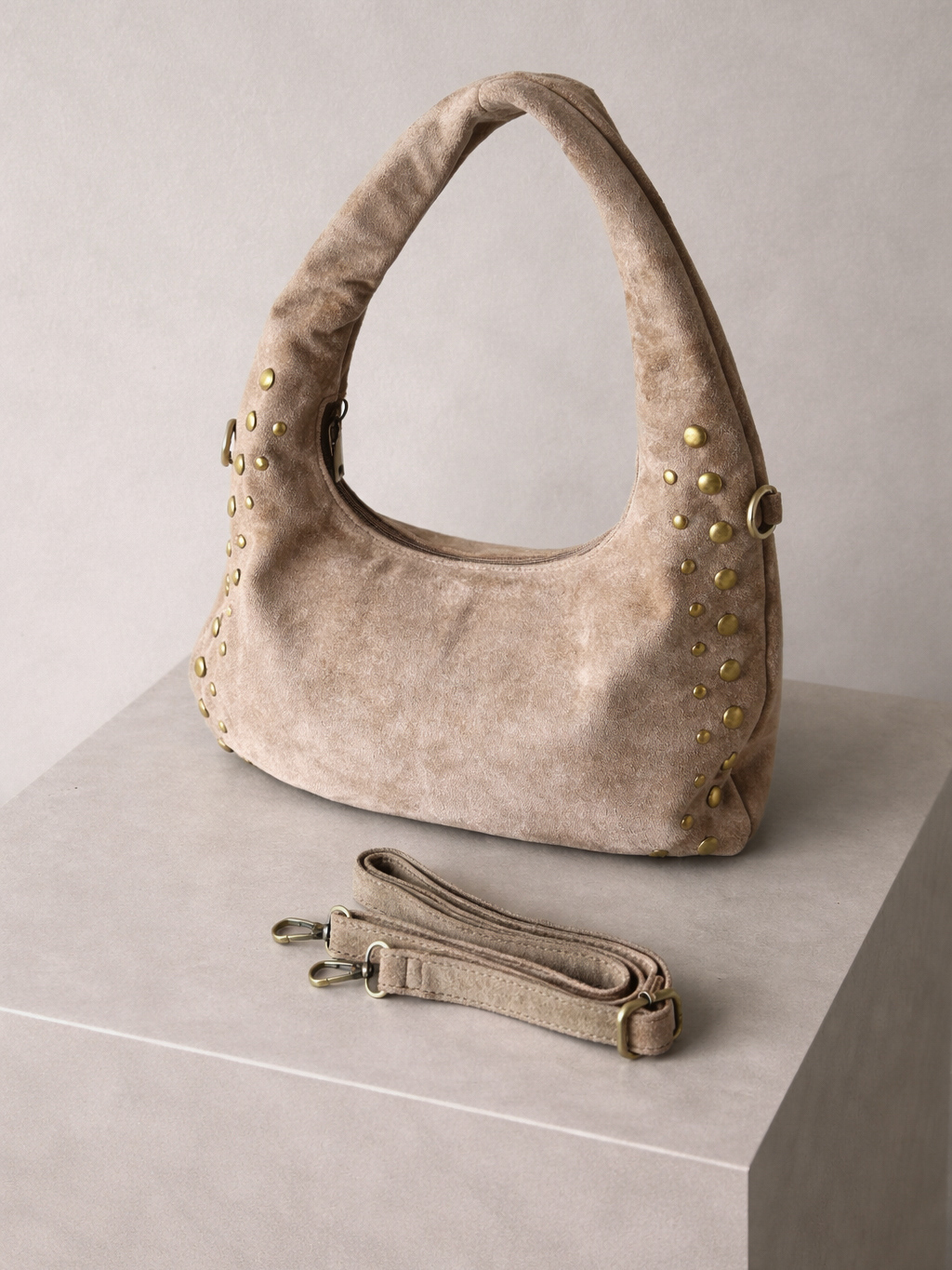 Béžová štýlová semišová kabelka KELIONA Veľkosť: ONESIZE