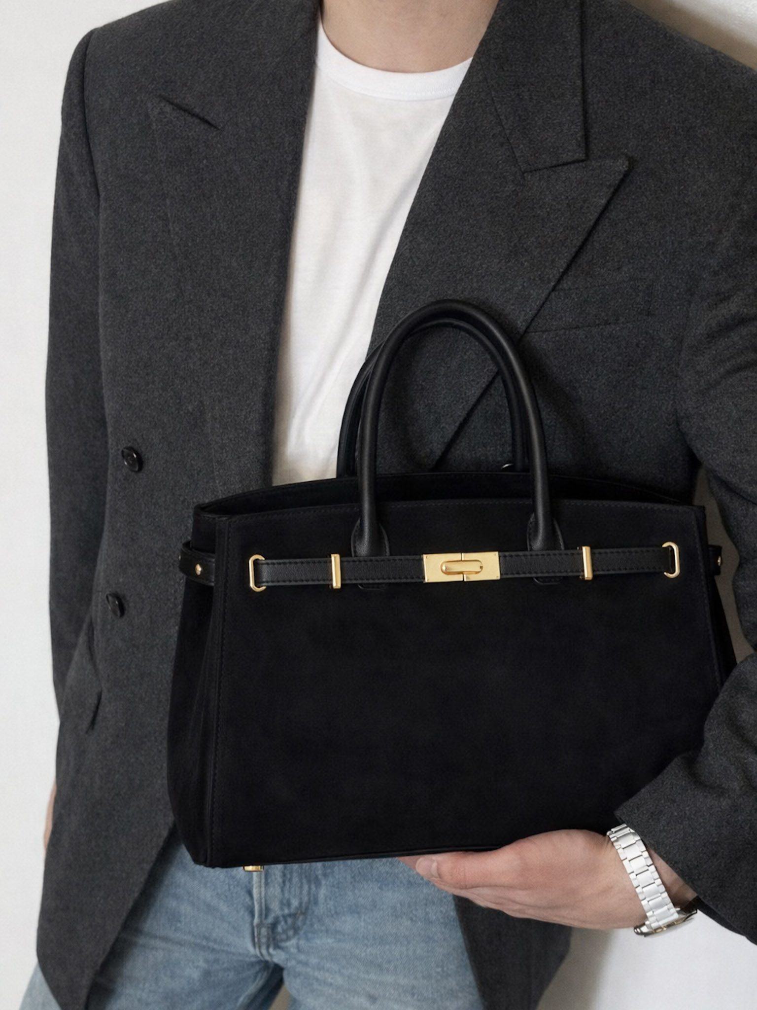 Čierna luxusná kožená kabelka BIRELLA Veľkosť: ONESIZE