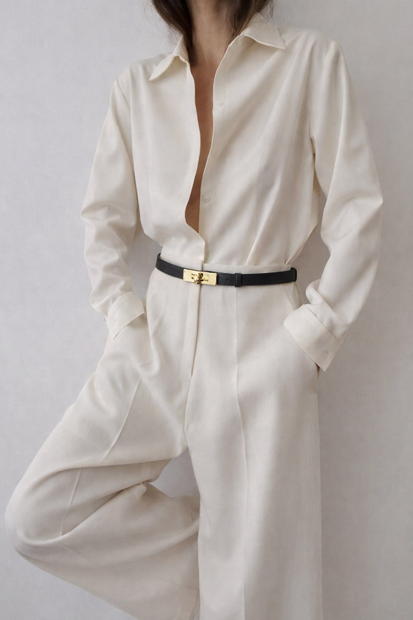 Čierny elegantný kožený opasok ORQUINE Veľkosť: ONESIZE