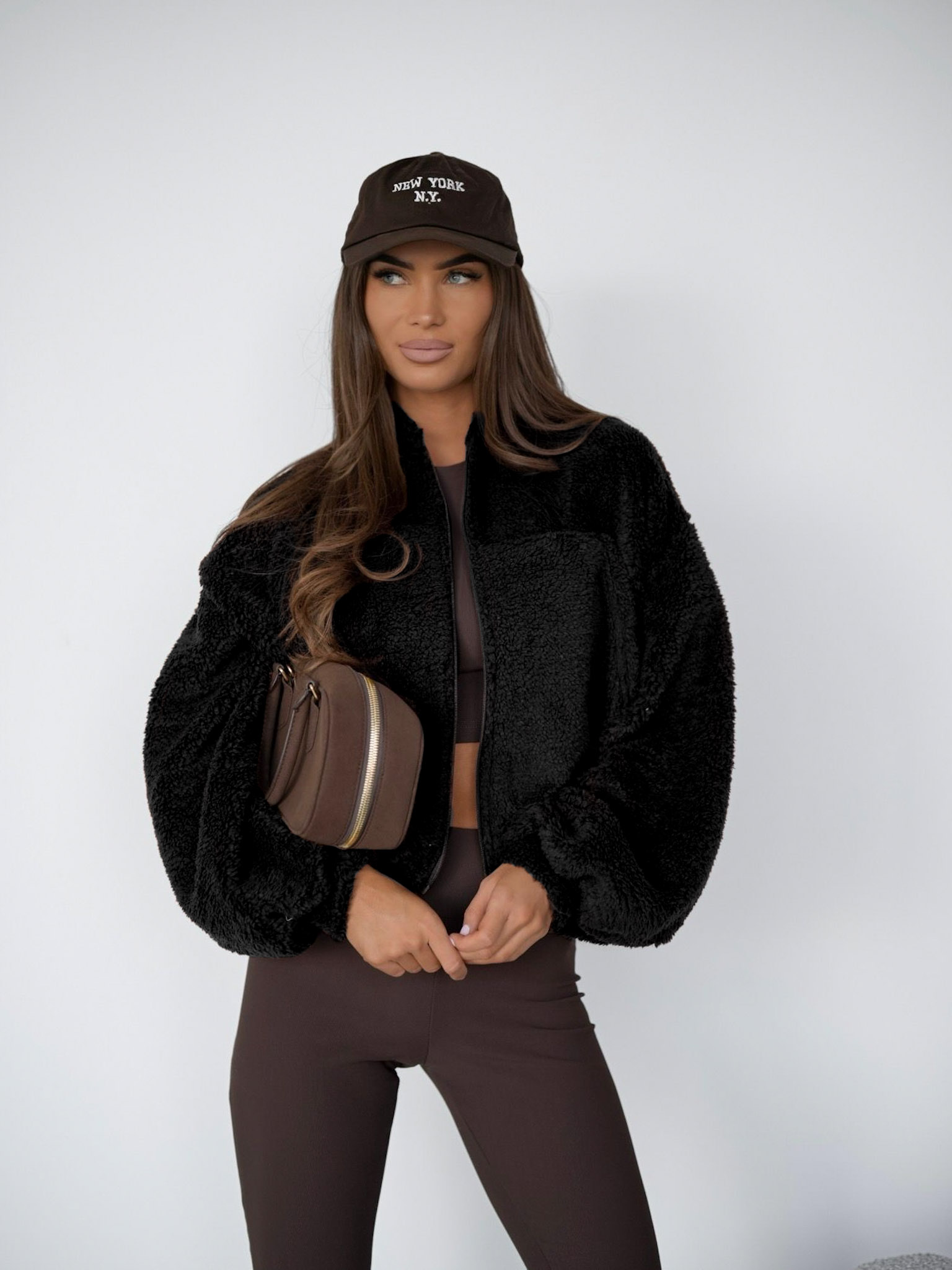 Čierna plyšová teddy mikina BLANDO Veľkosť: ONESIZE