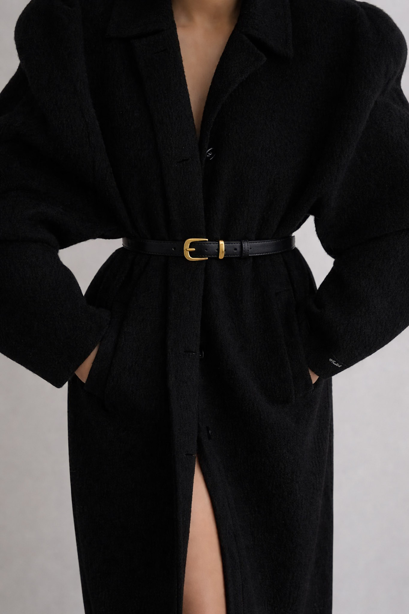 Čierny elegantný kožený opasok GRELYON Veľkosť: 95 cm