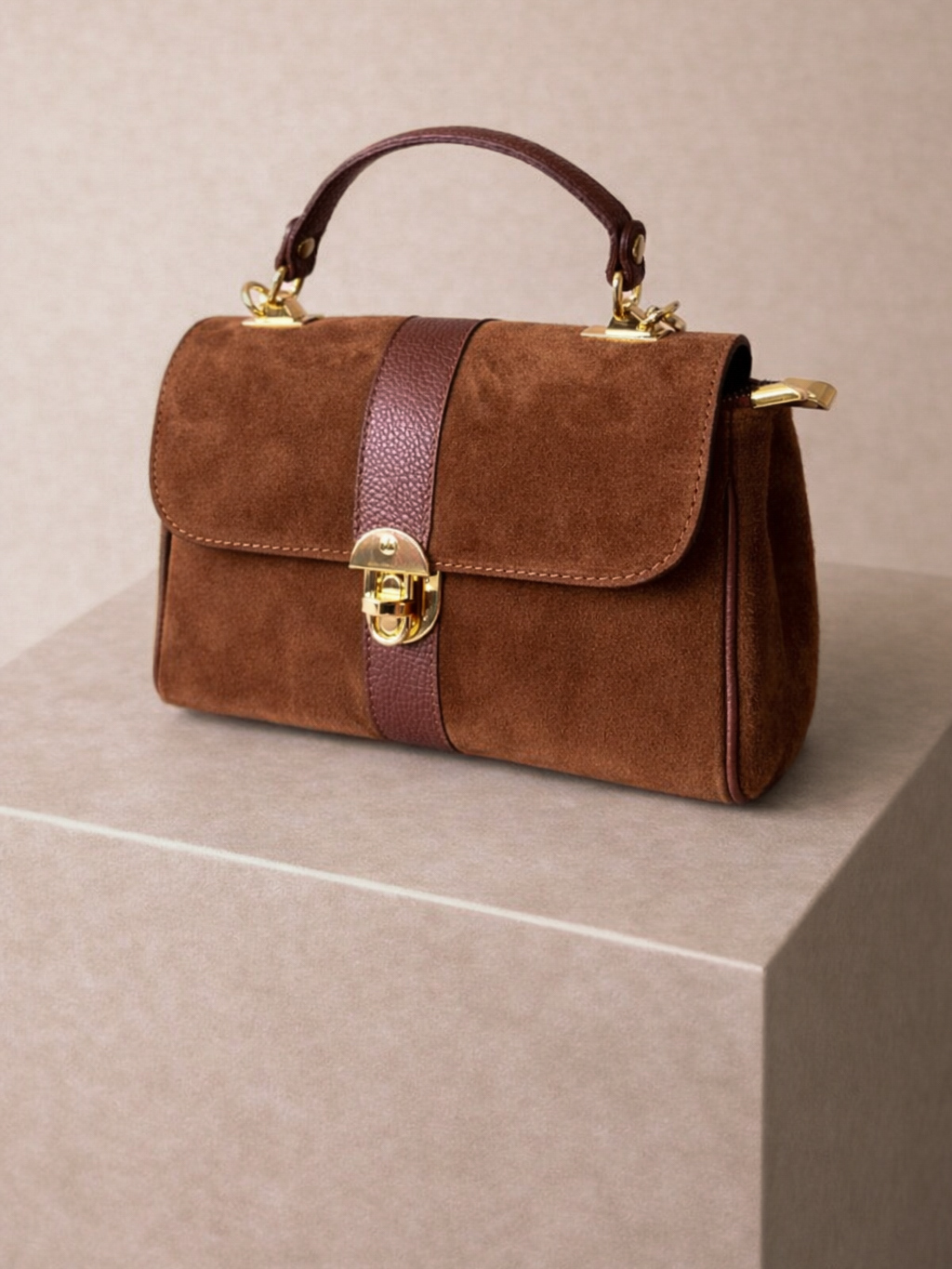 Hnedá kožená semišová mini kabelka DIRLUMA Veľkosť: ONESIZE