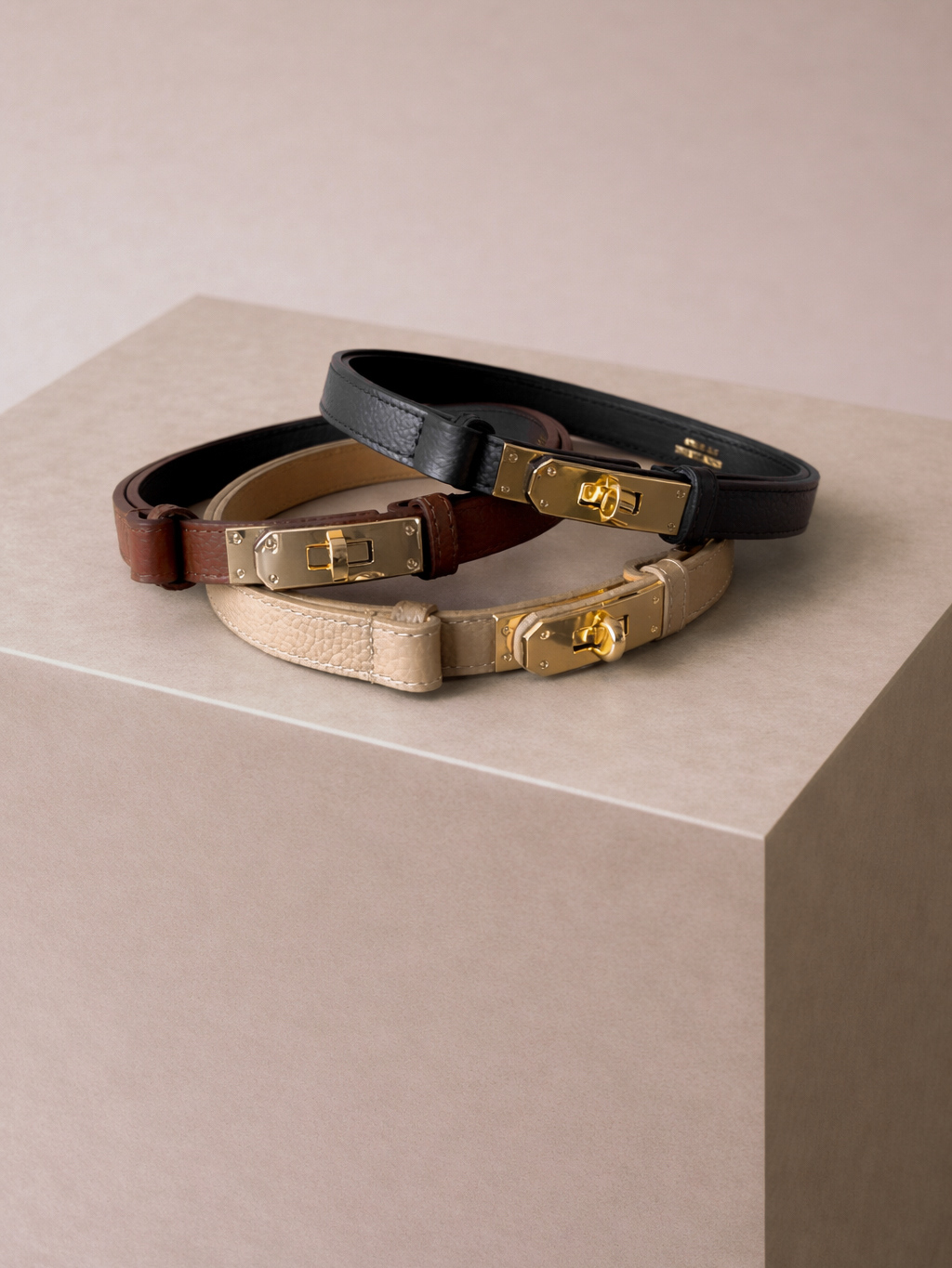 Hnedý elegantný kožený opasok ORQUINE Veľkosť: ONESIZE