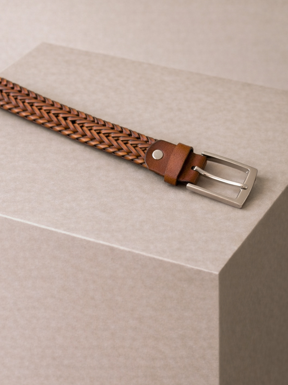 Hnedý elegantný kožený opasok ZONIVRA Veľkosť: 120 cm