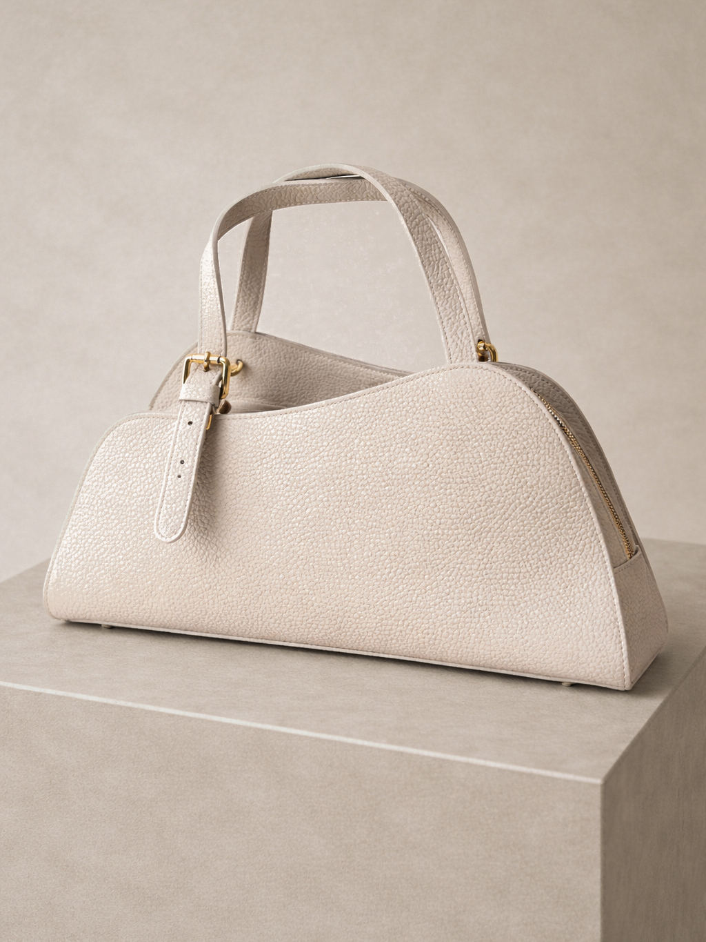 Krémová kožená štýlová kabelka FYSANNI Veľkosť: ONESIZE