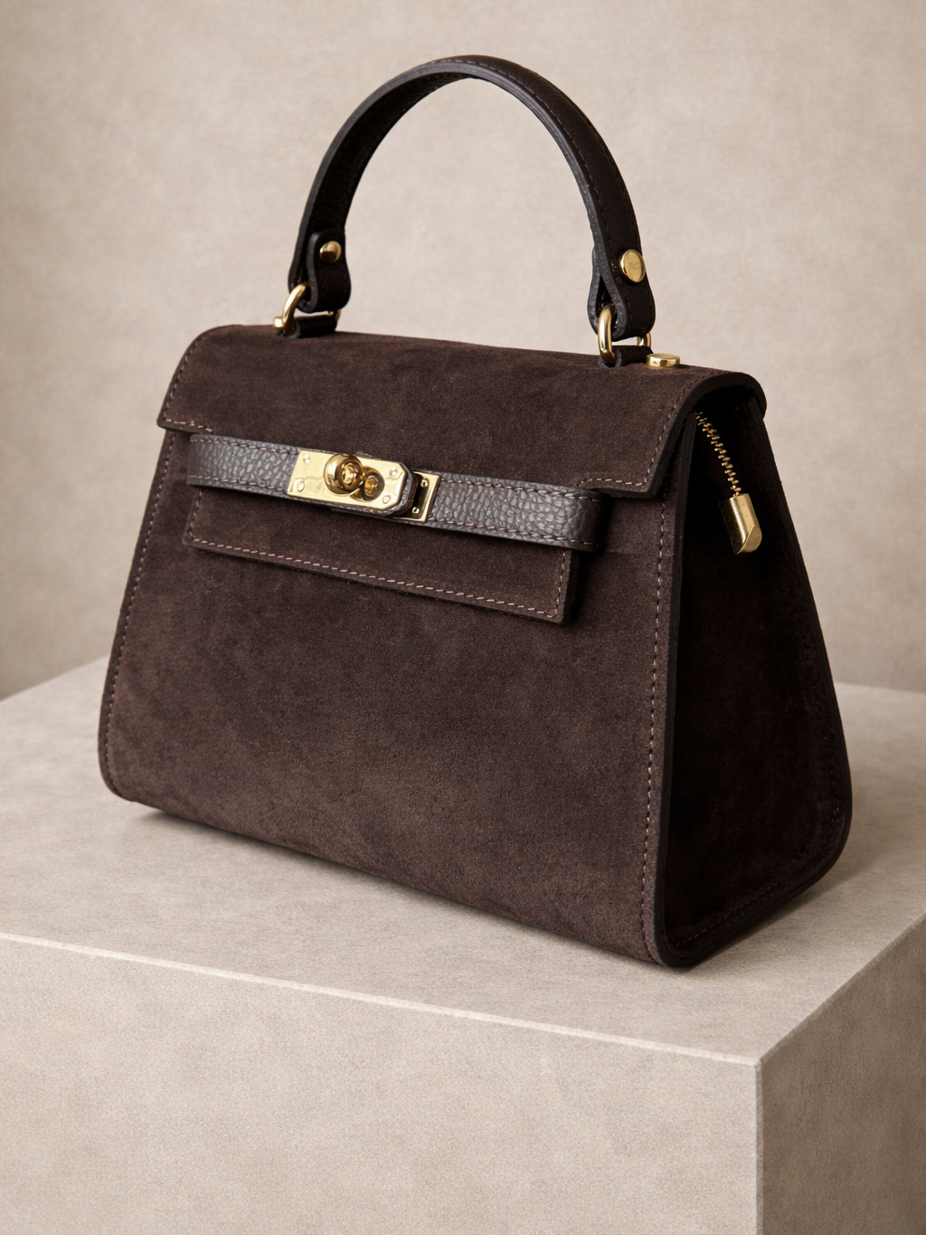 Tmavo hnedá semišová kabelka ZURELLY Veľkosť: ONESIZE