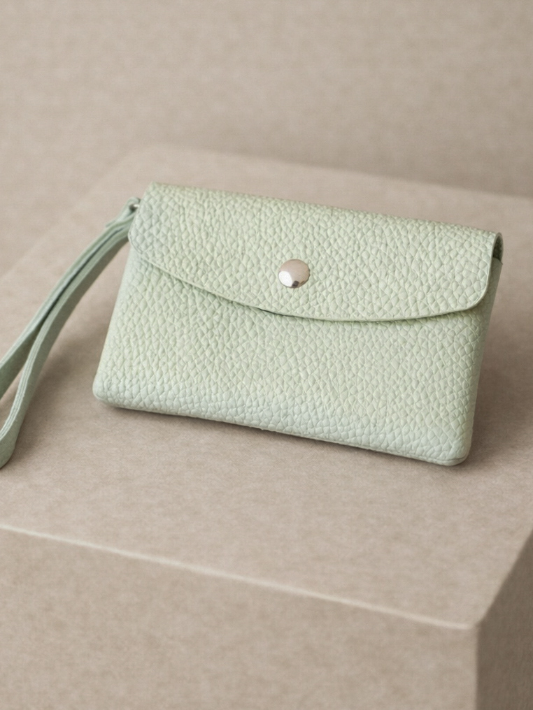 Zelenkavá malá koženková peňaženka FRALEVO Veľkosť: ONESIZE