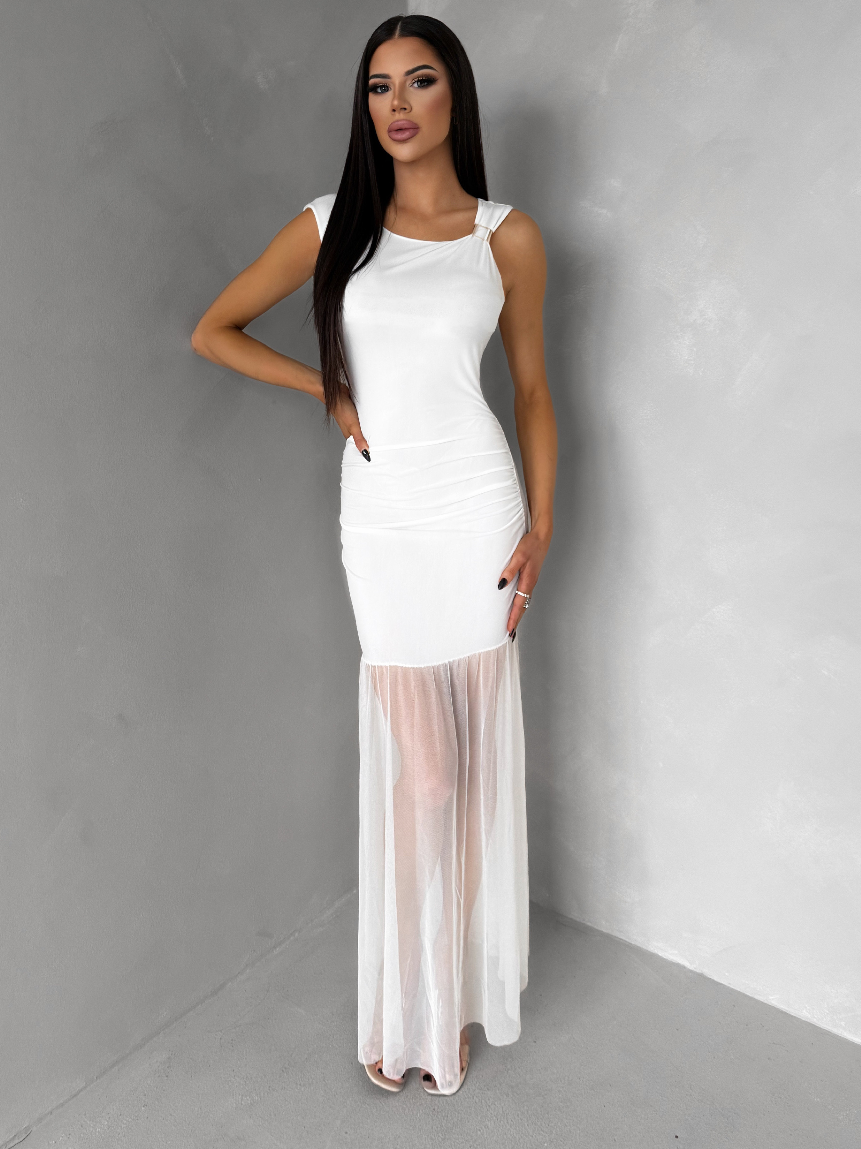 Biele dlhé spoločenské šaty UMEALA Veľkosť: ONESIZE