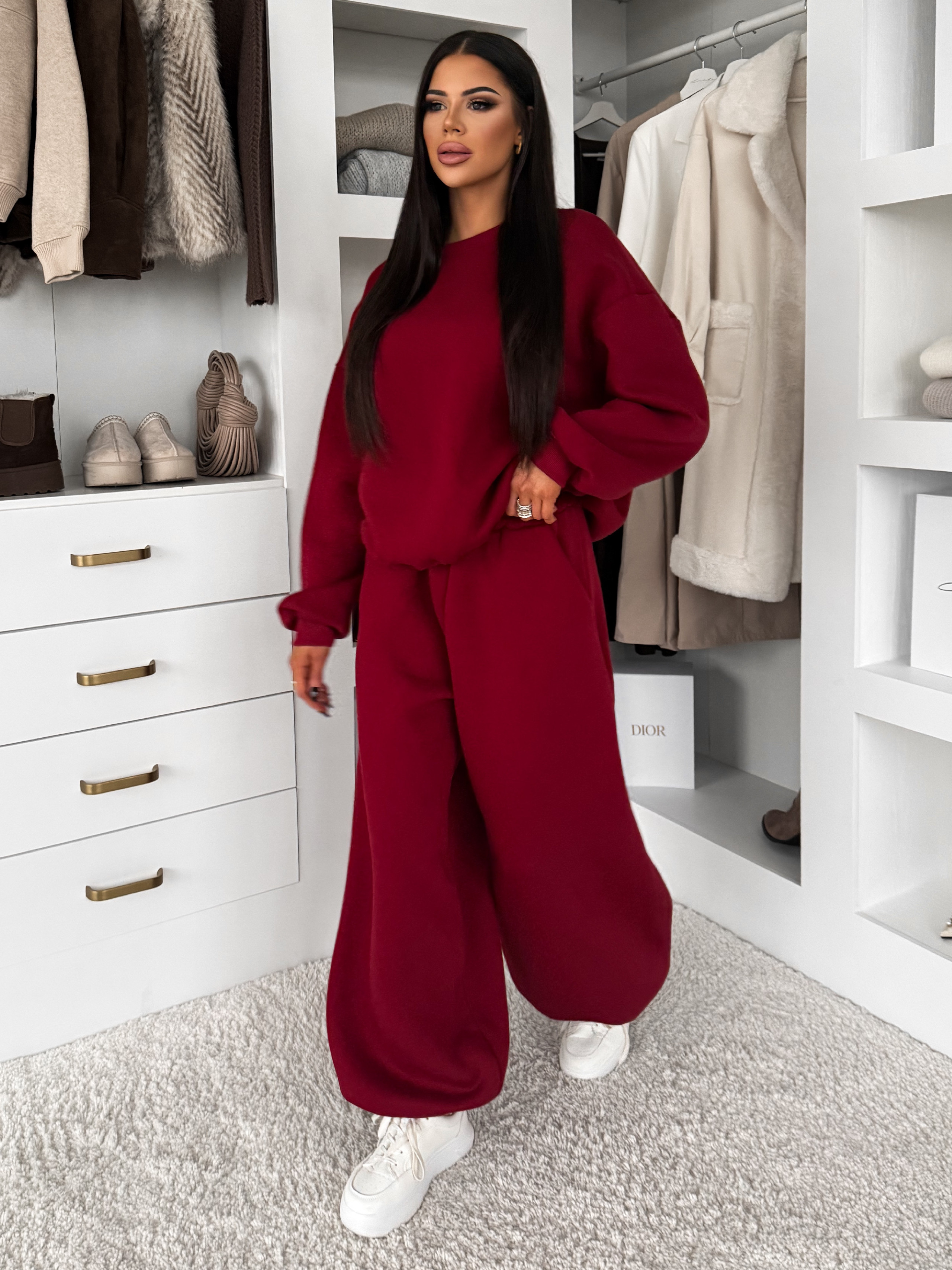 Bordové bavlnené zateplené tepláky TAVELYS Veľkosť: ONESIZE