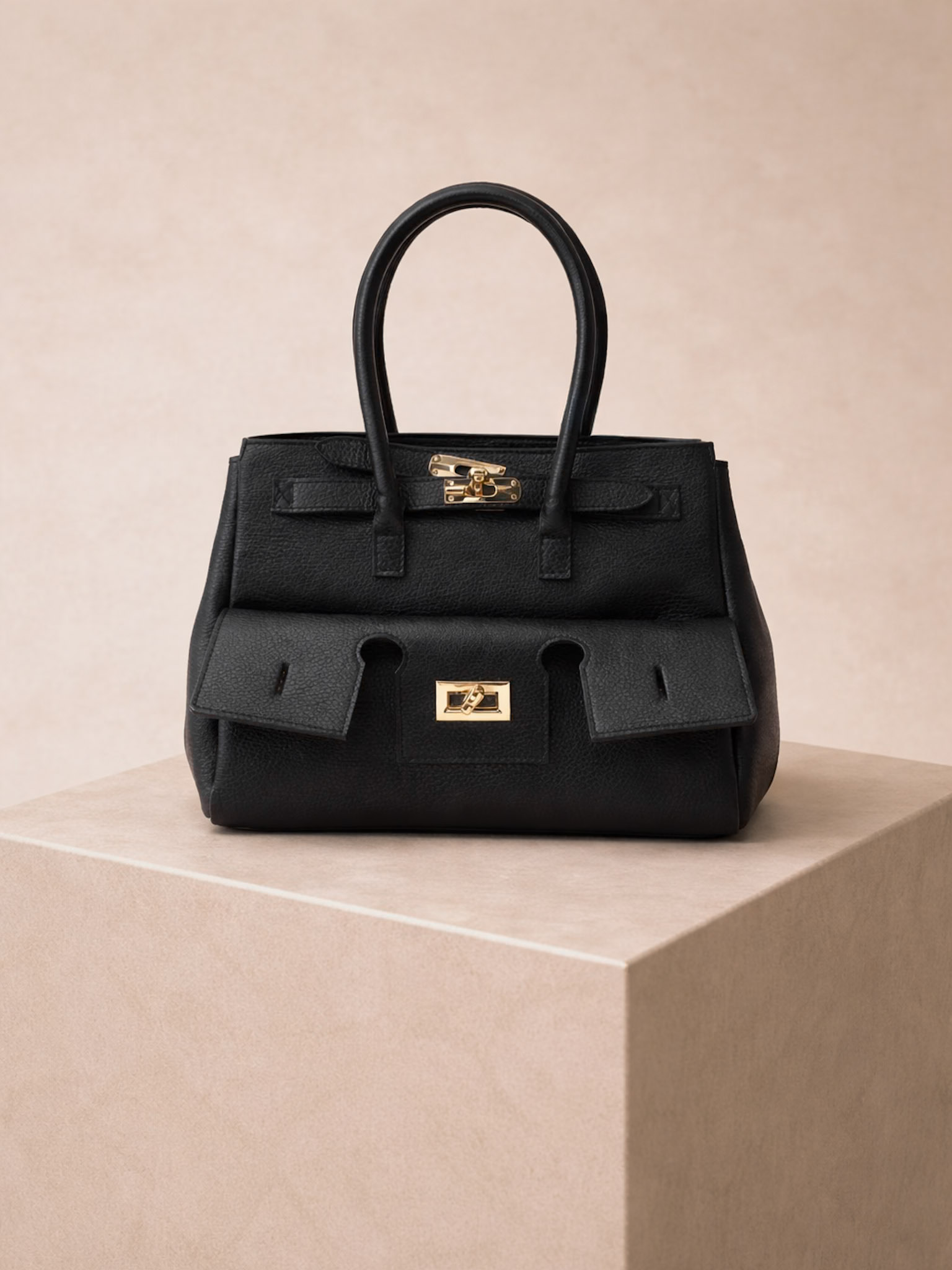 Čierna luxusná kožená kabelka WYNOLEA Veľkosť: ONESIZE