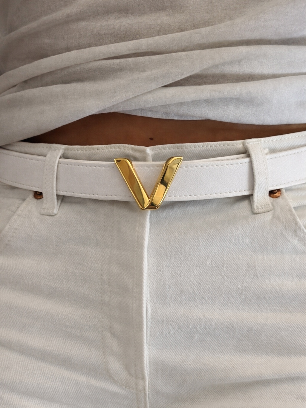 Biely hladký opasok AKORYT Veľkosť: ONESIZE