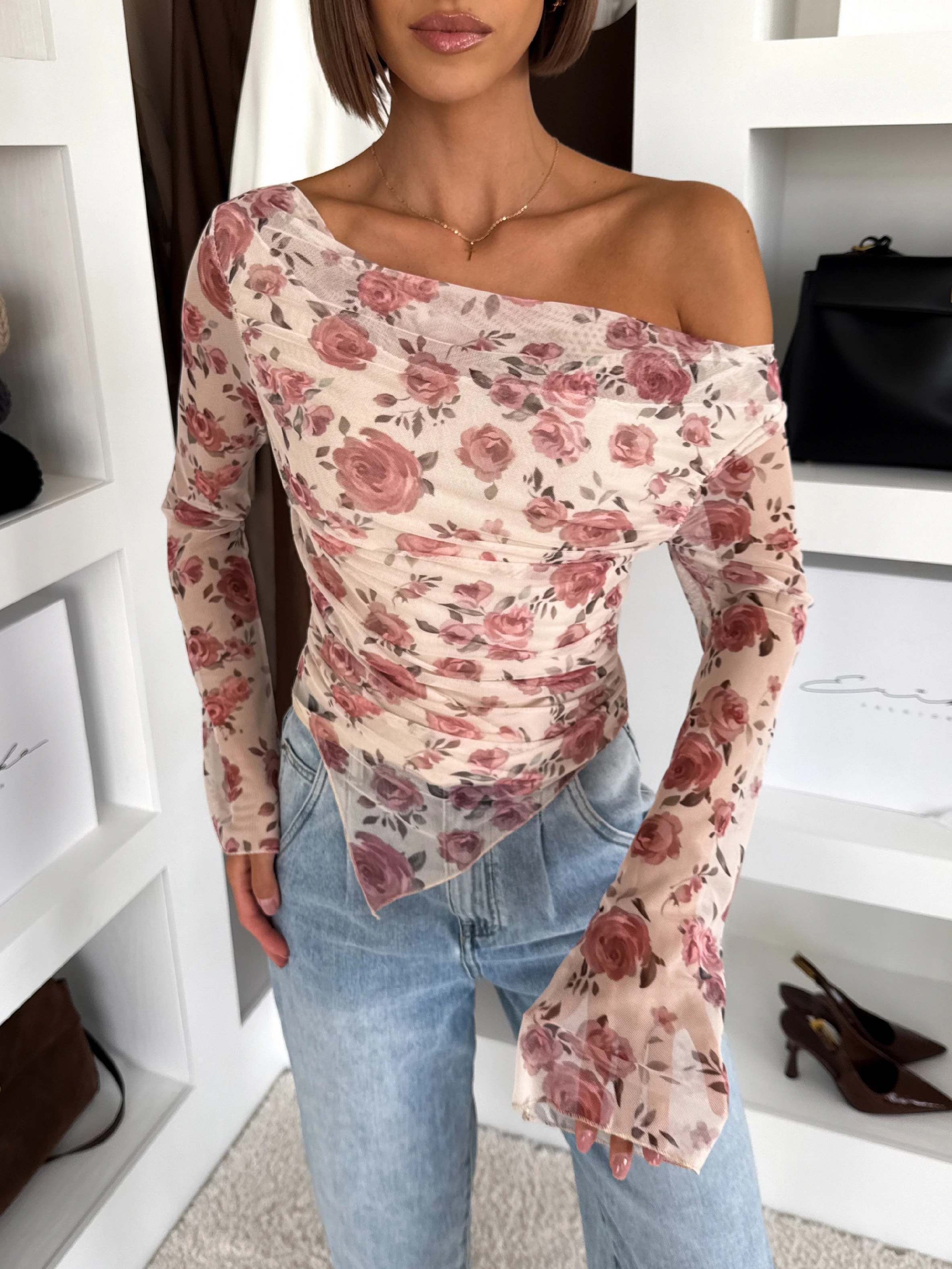 Kvetinový elegantný top ONDRALIS Veľkosť: ONESIZE