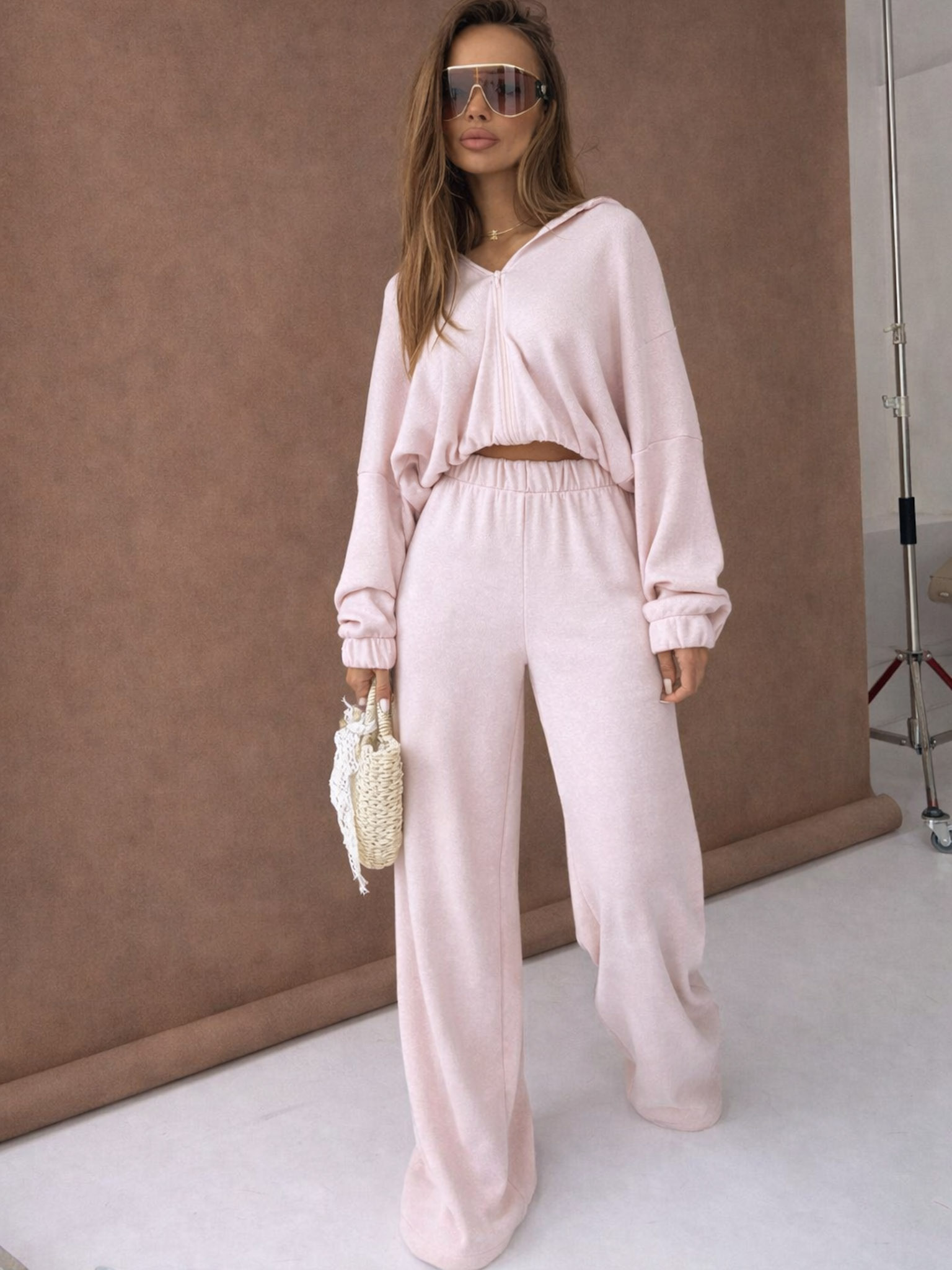 Svetloružová luxusná tepláková súprava MATHUA Veľkosť: ONESIZE