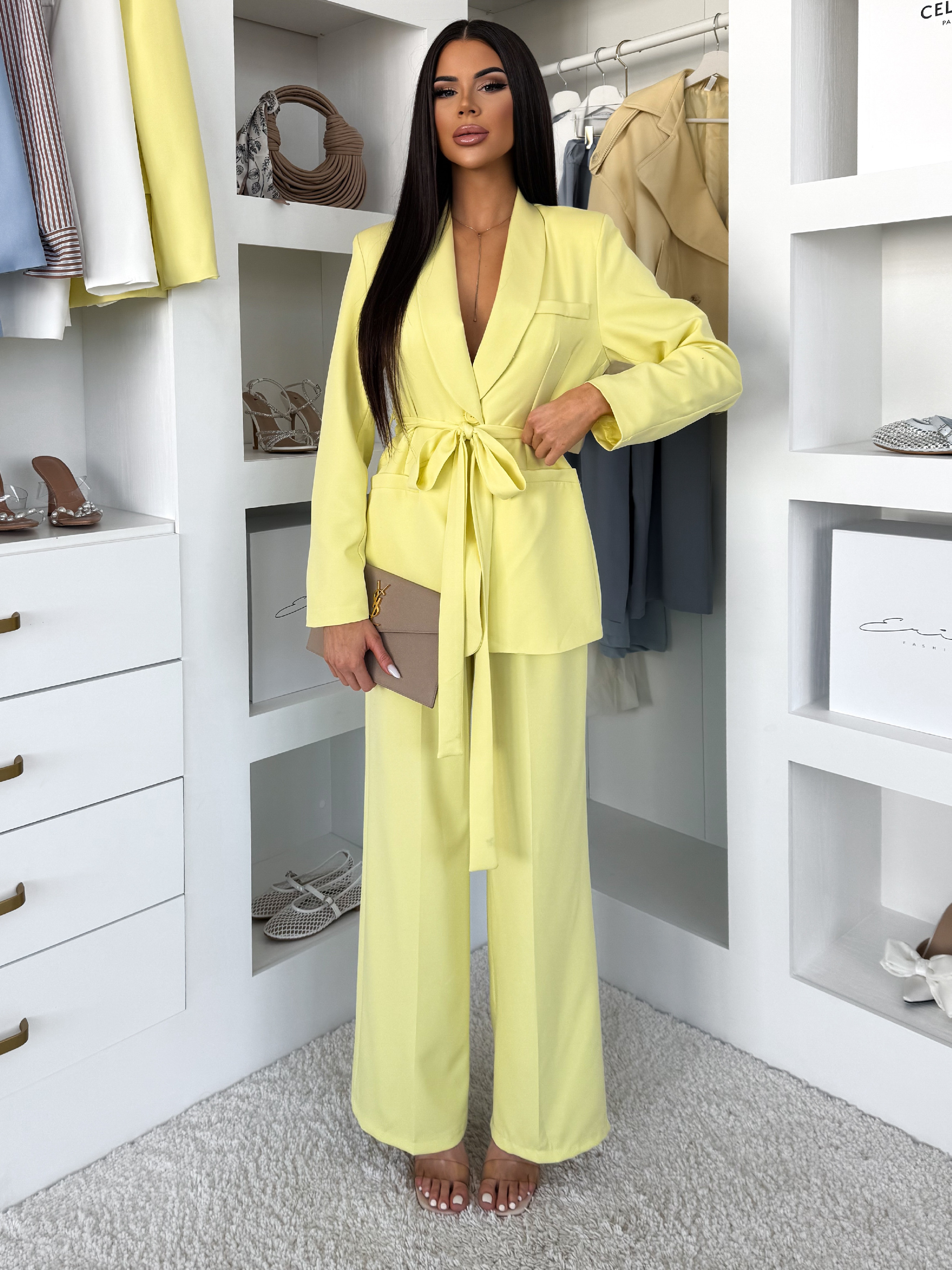 Žlté elegantné dlhé nohavice OMNIRA Veľkosť: ONESIZE