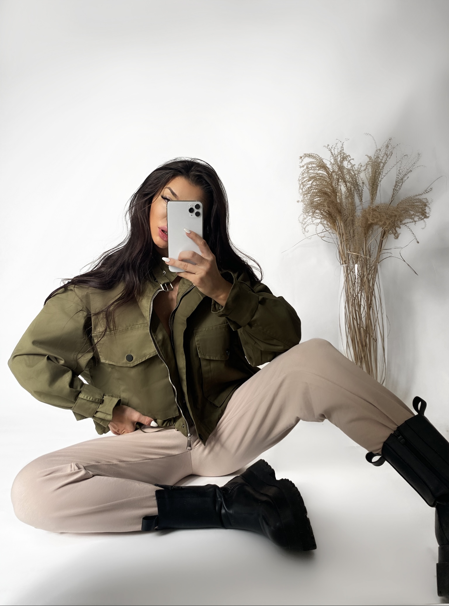 Khaki ľahká bundička KILLING voľnejšieho strihu na zips