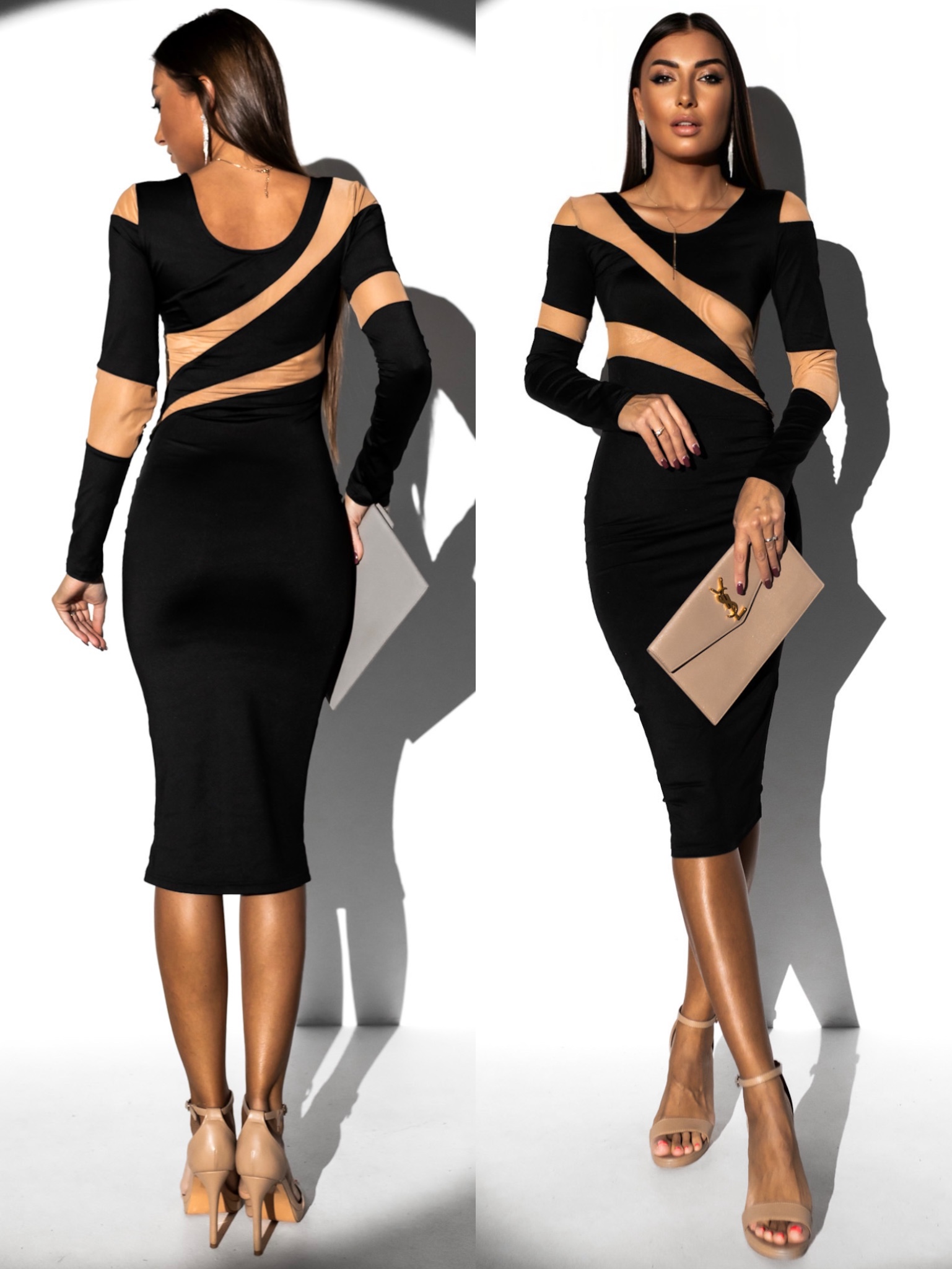 Čierne elegantné šaty MATISE s dlhým rukávom Veľkosť: S/M