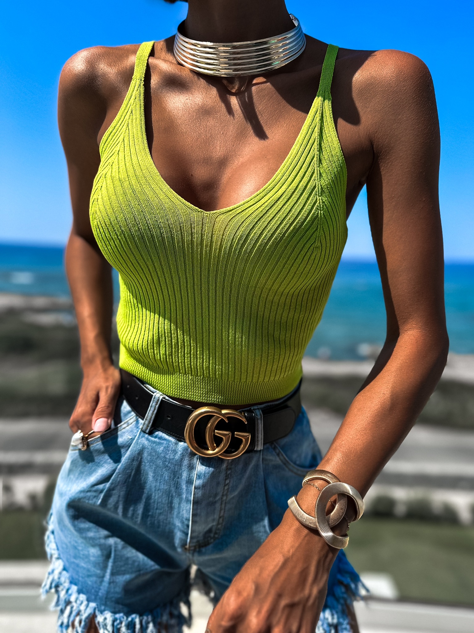 Zelený elegantný top FORDAE Veľkosť: ONESIZE