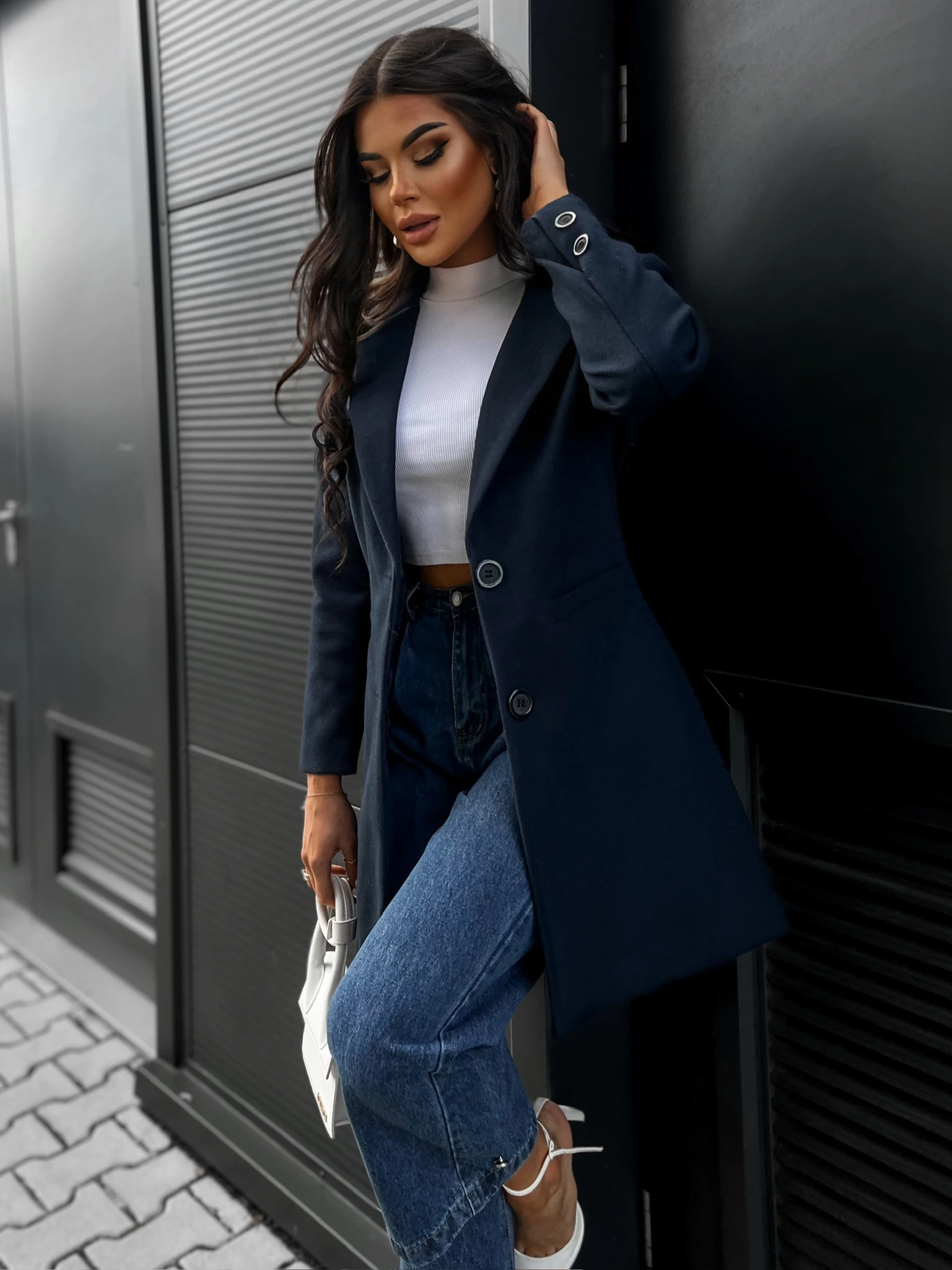 Tmavomodrý kabát NOAM Veľkosť: ONESIZE