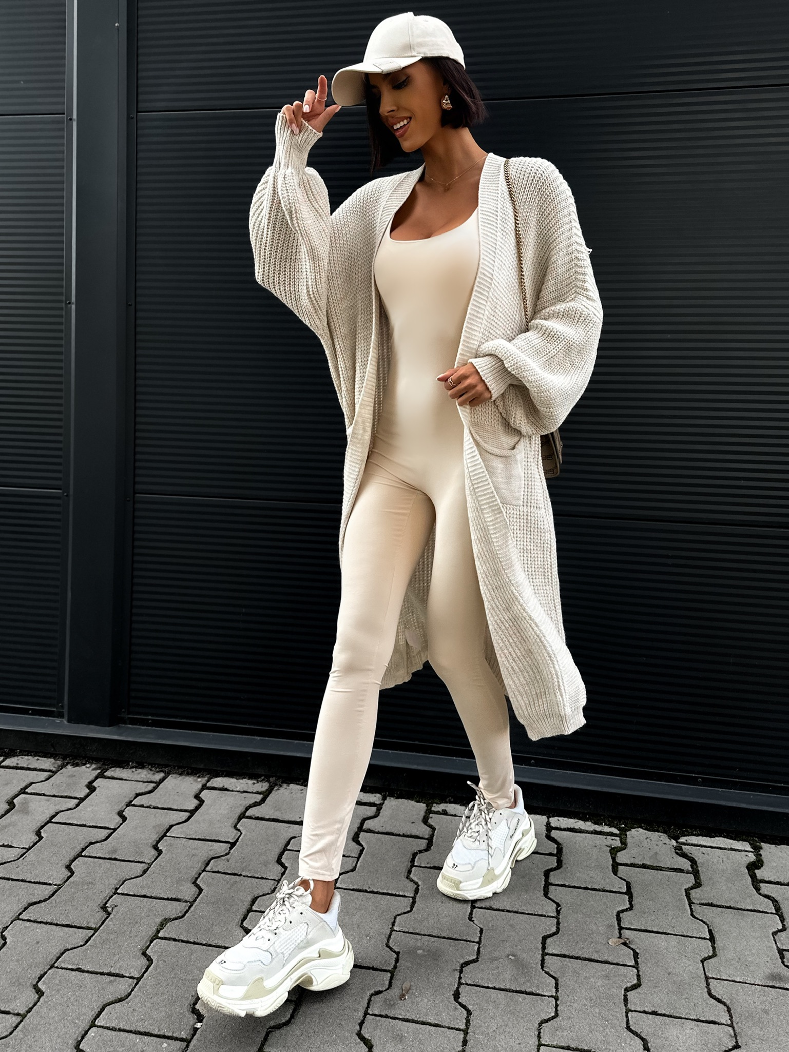 Krémový kardigán KIRAS s balónovými rukávmi Veľkosť: ONESIZE