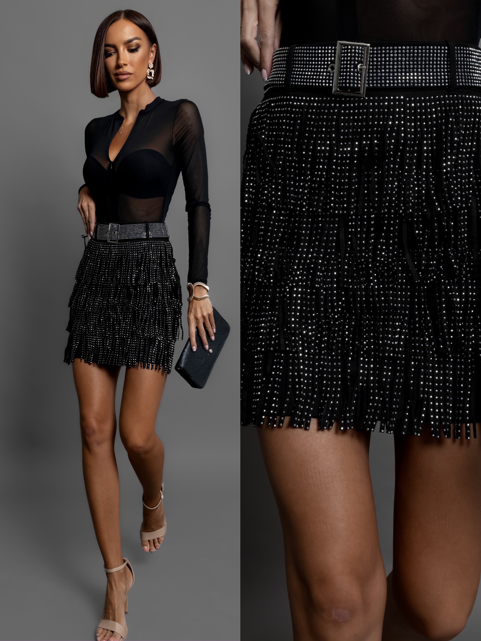 Čierna elegantná sukňa MANABOZO Veľkosť: ONESIZE