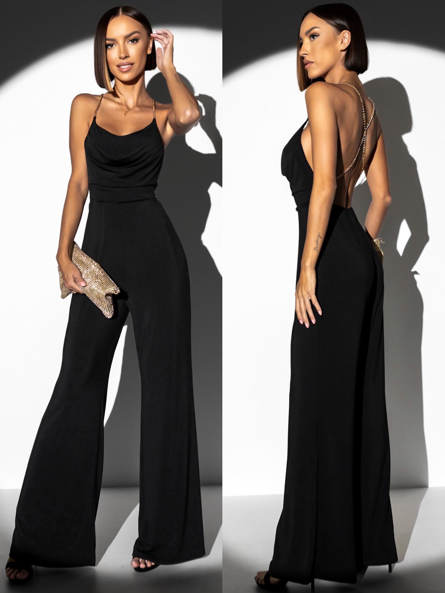 Čierny overal BAKCHOS s retiazkovými ramienkami Veľkosť: ONESIZE