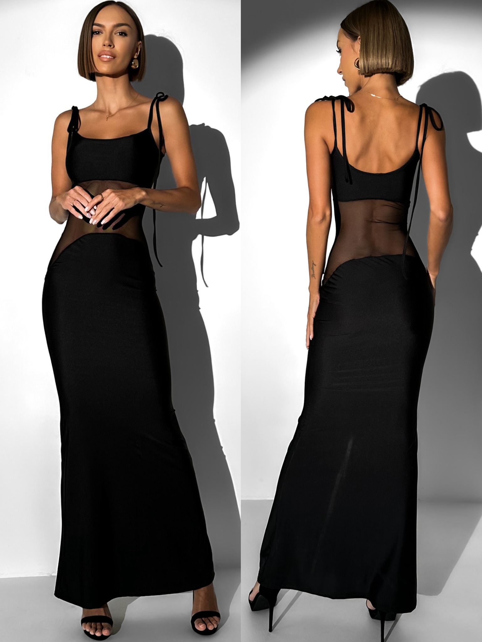 Čierne party šaty DAHIANA so sieťkou Veľkosť: ONESIZE