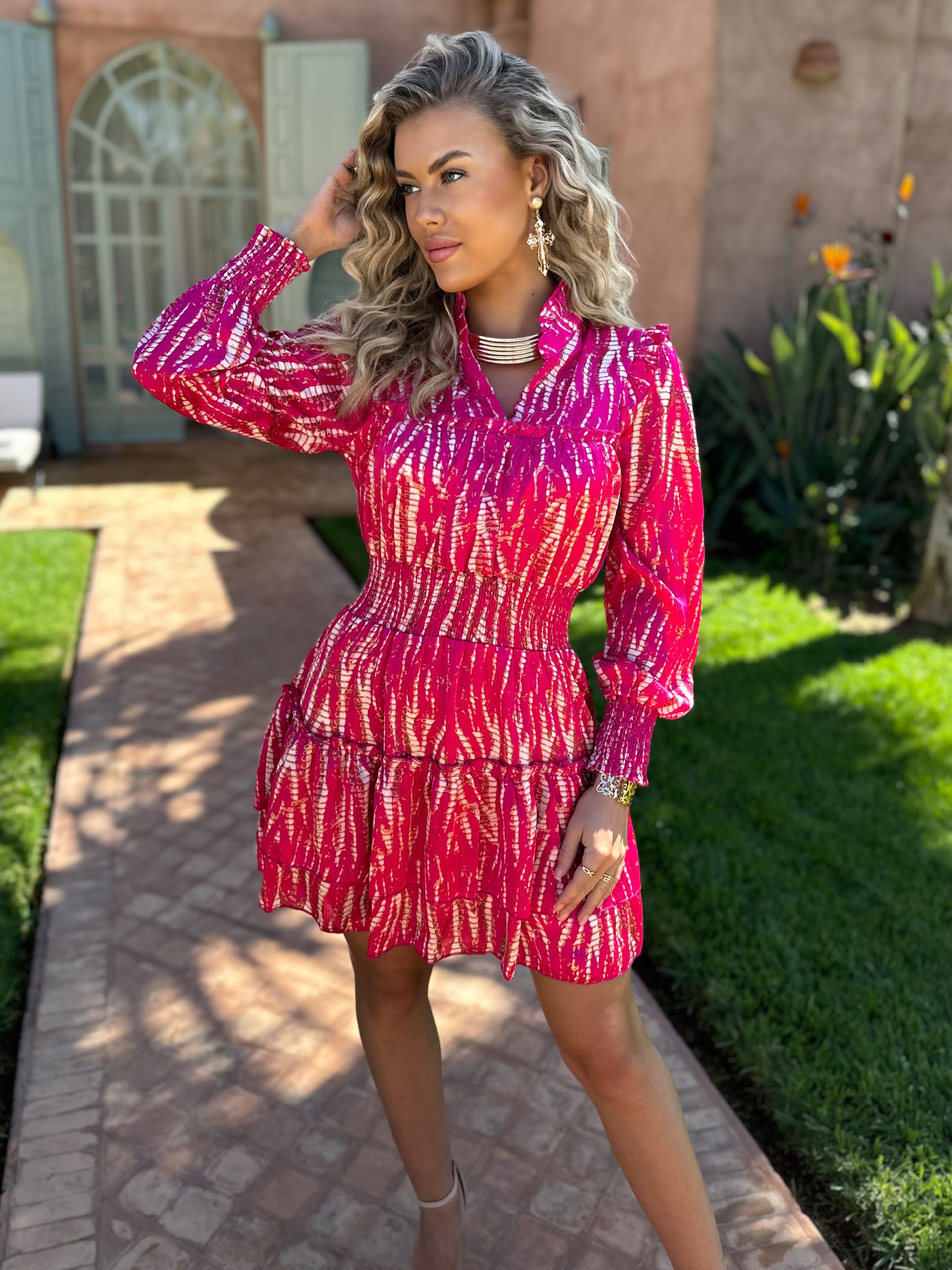 Ružové volánikové šaty EMIRKAN Veľkosť: M