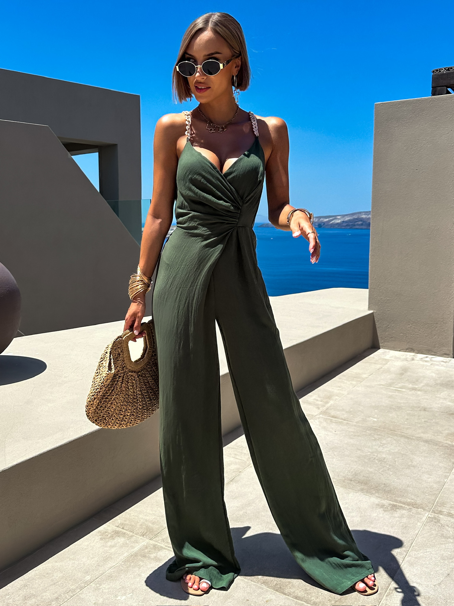 Kaki elegantný dlhý overal HOVARD Veľkosť: ONESIZE