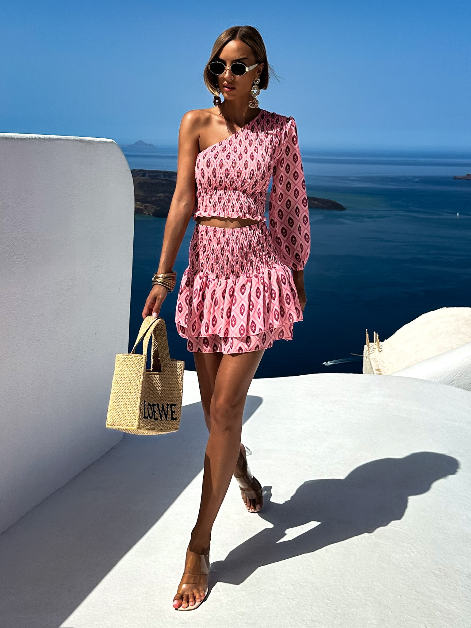 Ružový letný komplet so sukňou BOULYD Veľkosť: ONESIZE