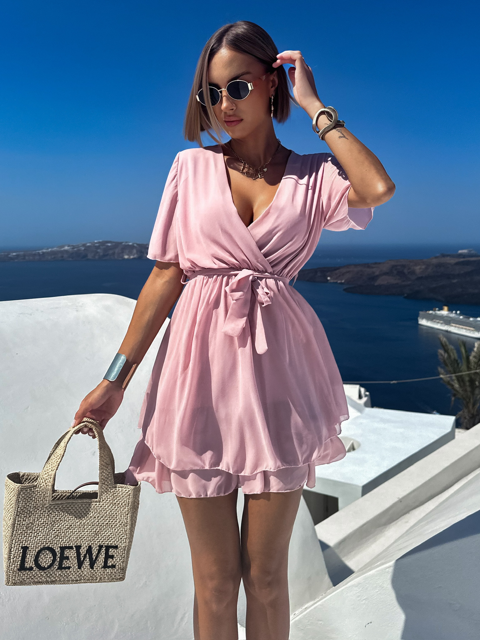 Staroružové krátke vzdušné šaty TULIAT Veľkosť: ONESIZE Staroružové krátke vzdušné šaty TULIAT Veľkosť: ONESIZE