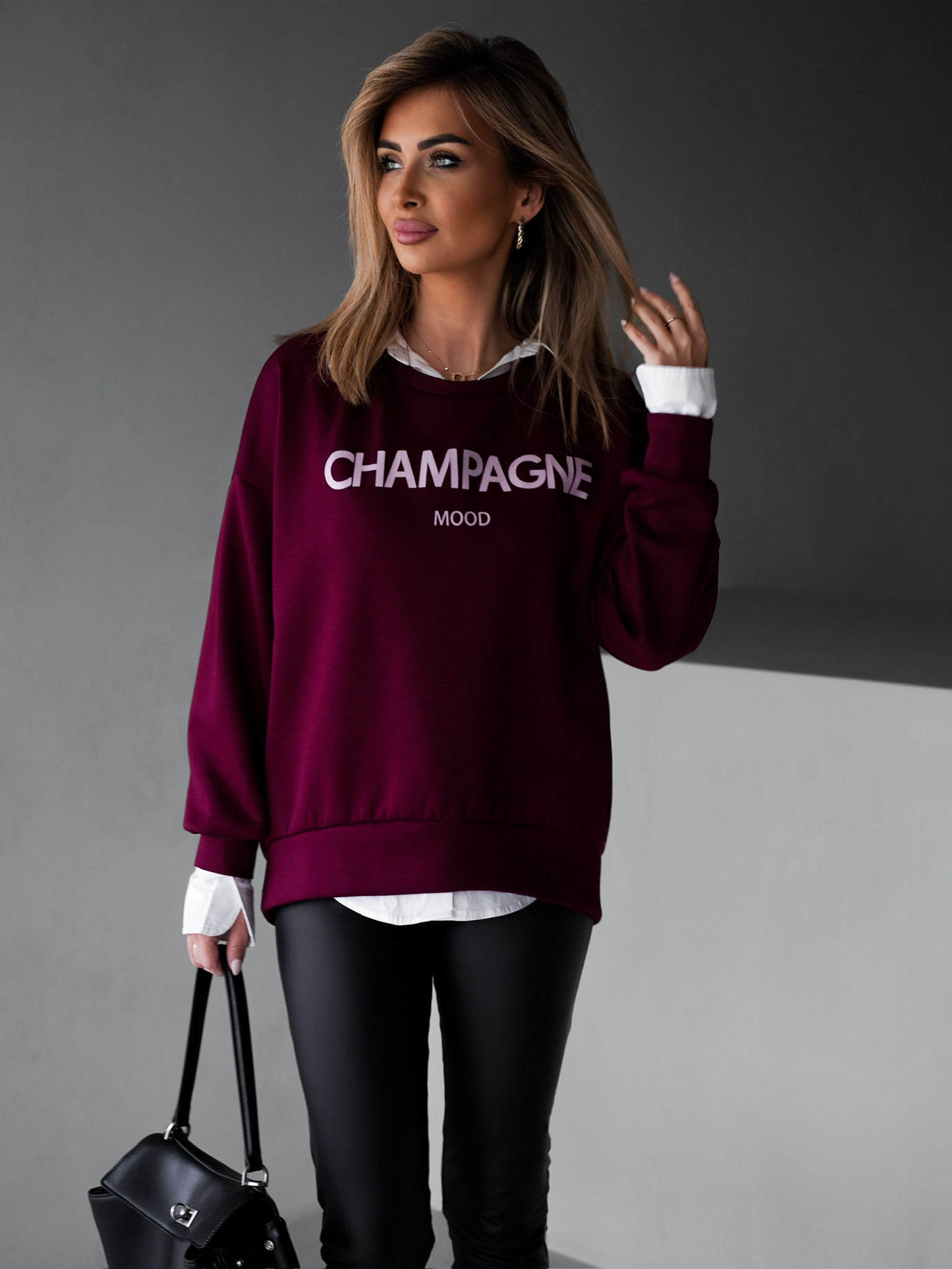 Vínová mikina DRITON s nápisom champagne Veľkosť: ONESIZE