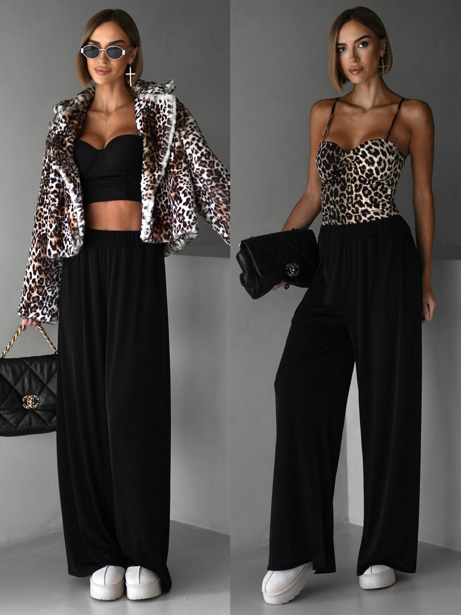 Čierne široké pohodlné nohavice DANARA Veľkosť: ONESIZE