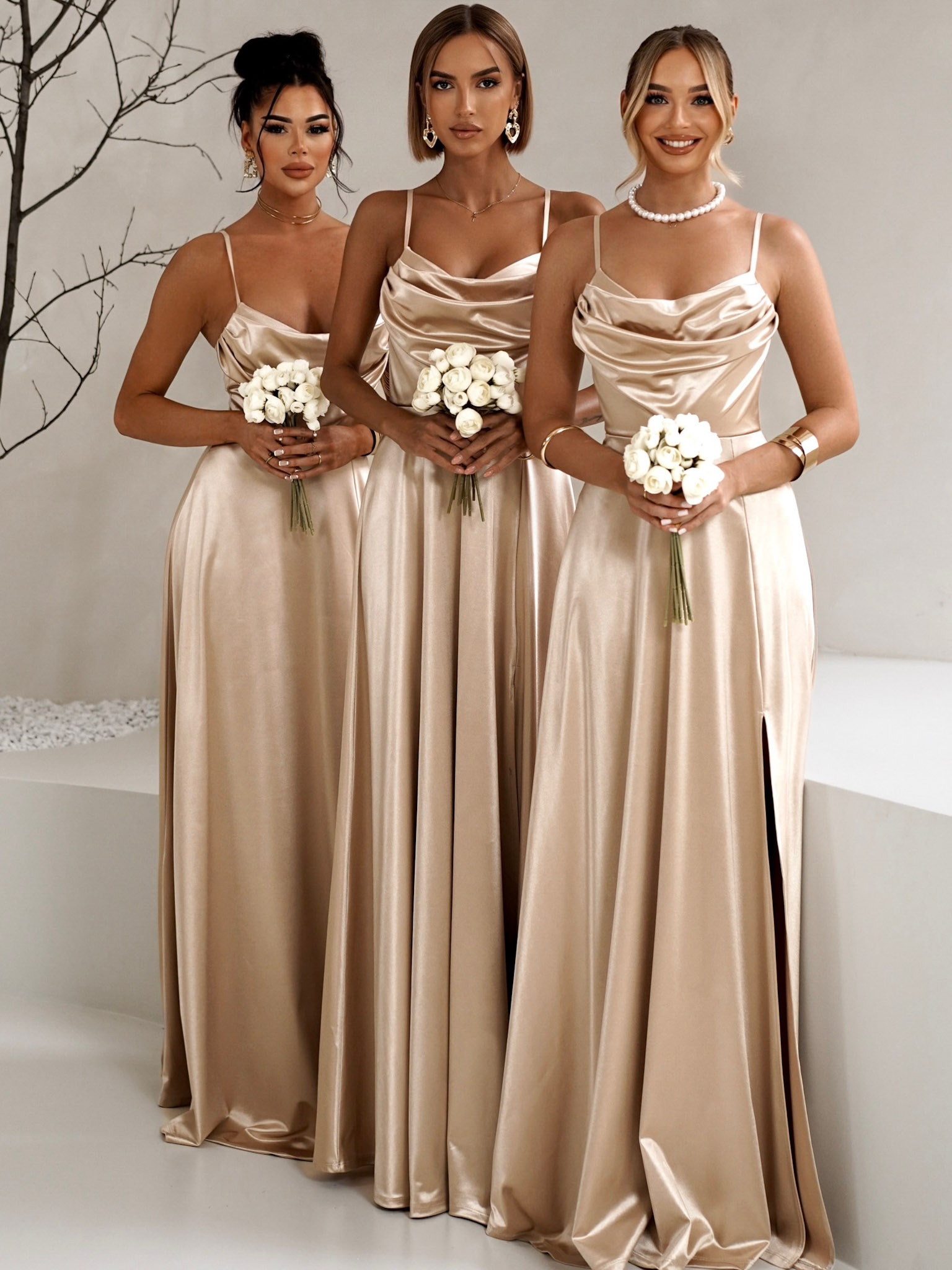 Zlaté saténové korzetové šaty LUNOREX pre družičky Veľkosť: ONESIZE