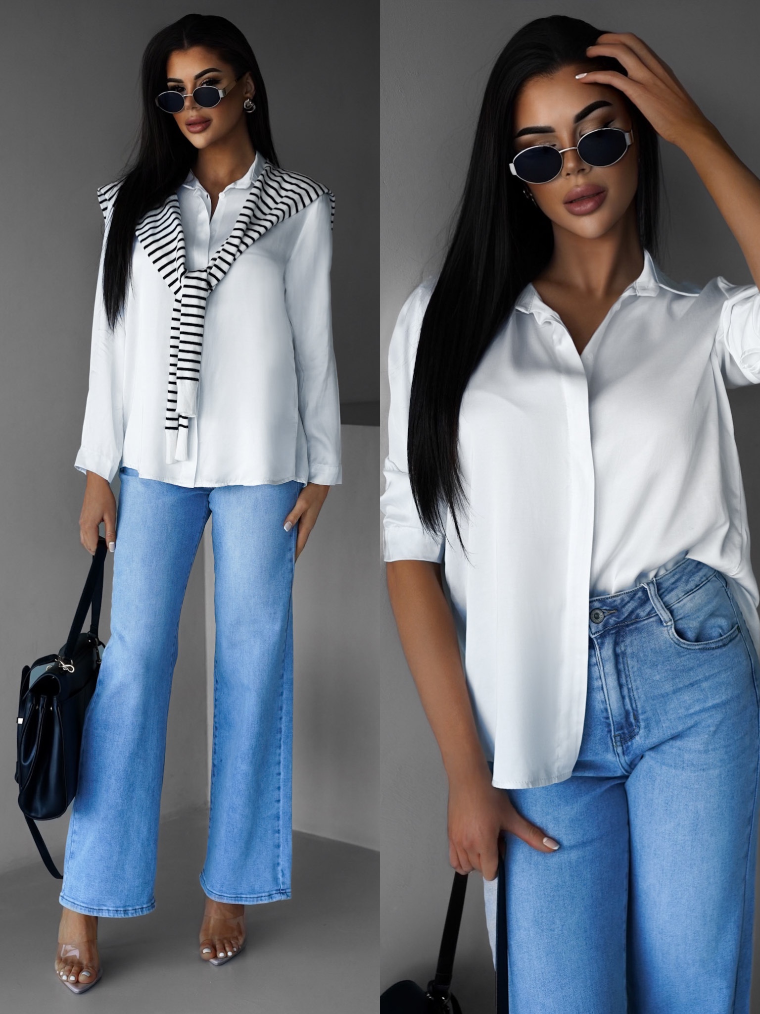 Biela basic klasická košeľa WHITENA Veľkosť: ONESIZE