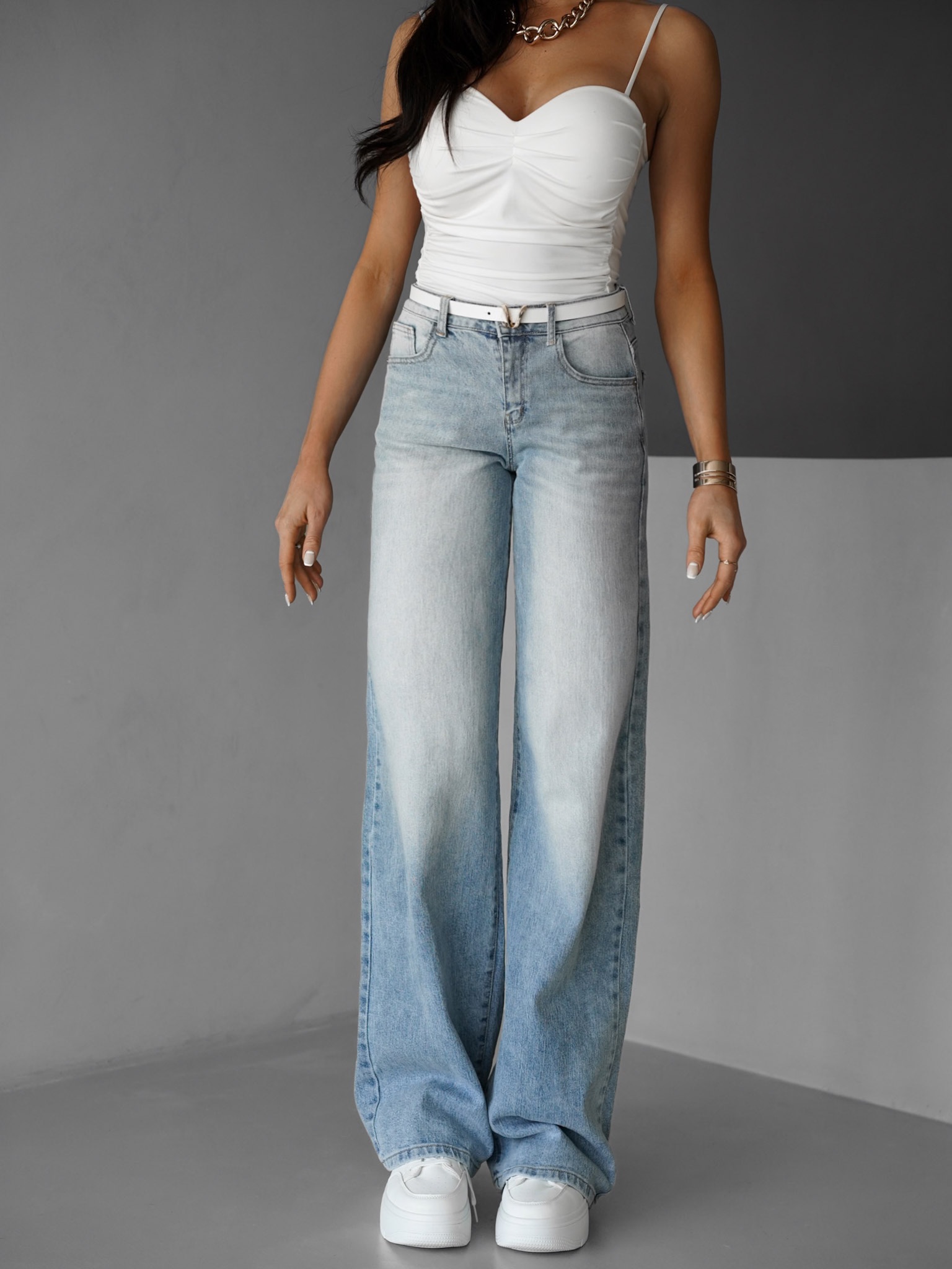 Modré wide leg široké džínsy JAKOUBA Veľkosť: XS