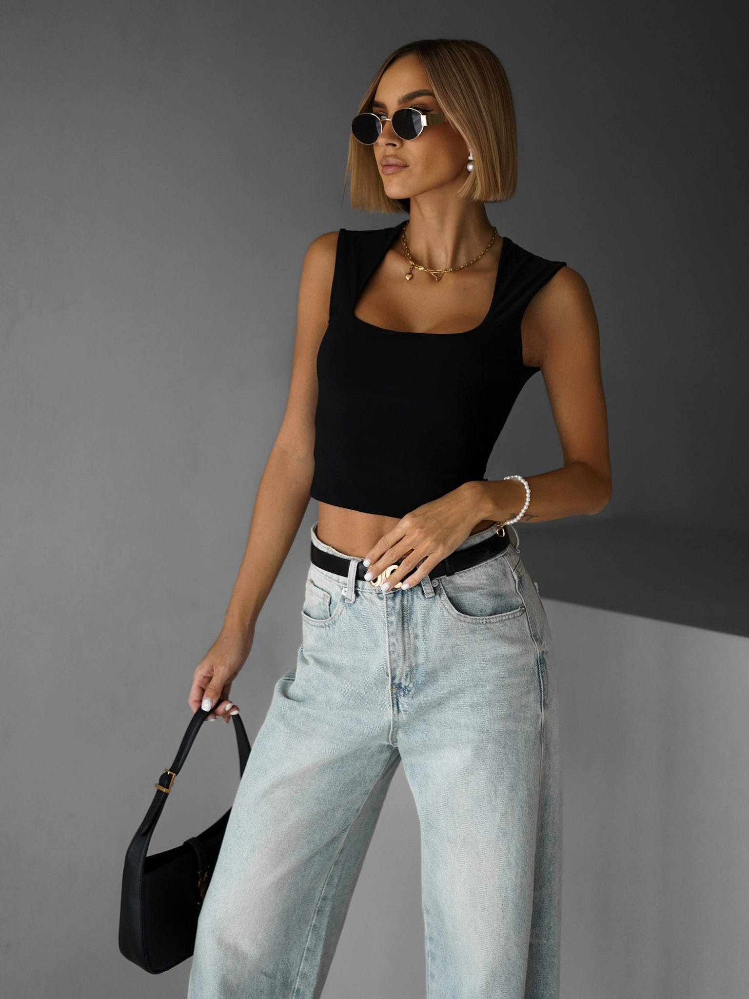 Čierny basic top FOGANA Veľkosť: ONESIZE