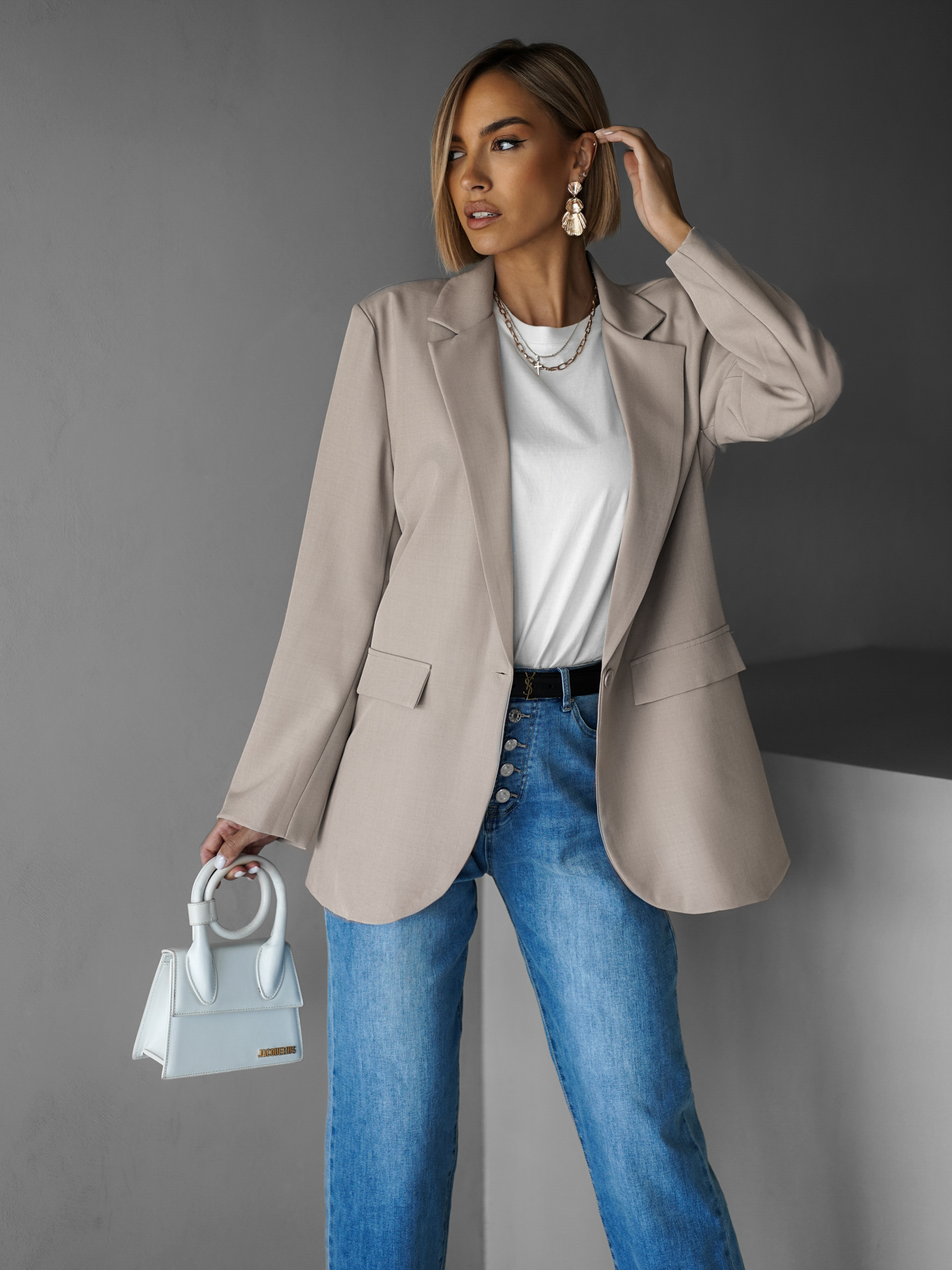 Béžové elegantné sako SIRONA Veľkosť: ONESIZE